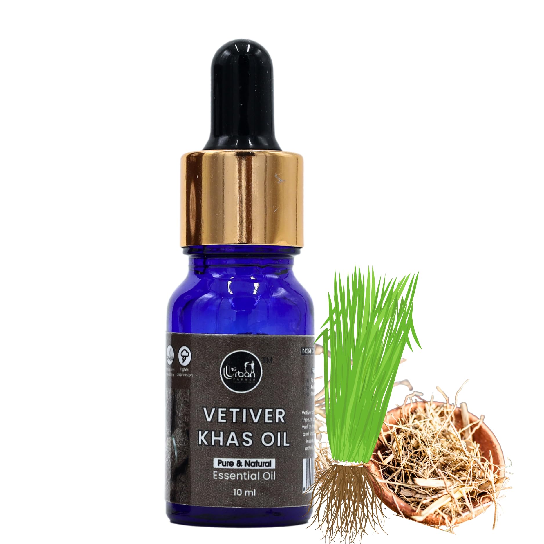 Urban Farmer Vetiver Khas Oil for Skin Care, Home Fragrance and Soap Making - Pure Natural Aromaherapy Oil for Bath, Diffuser with Glass Dropper - 10ml-picture-56