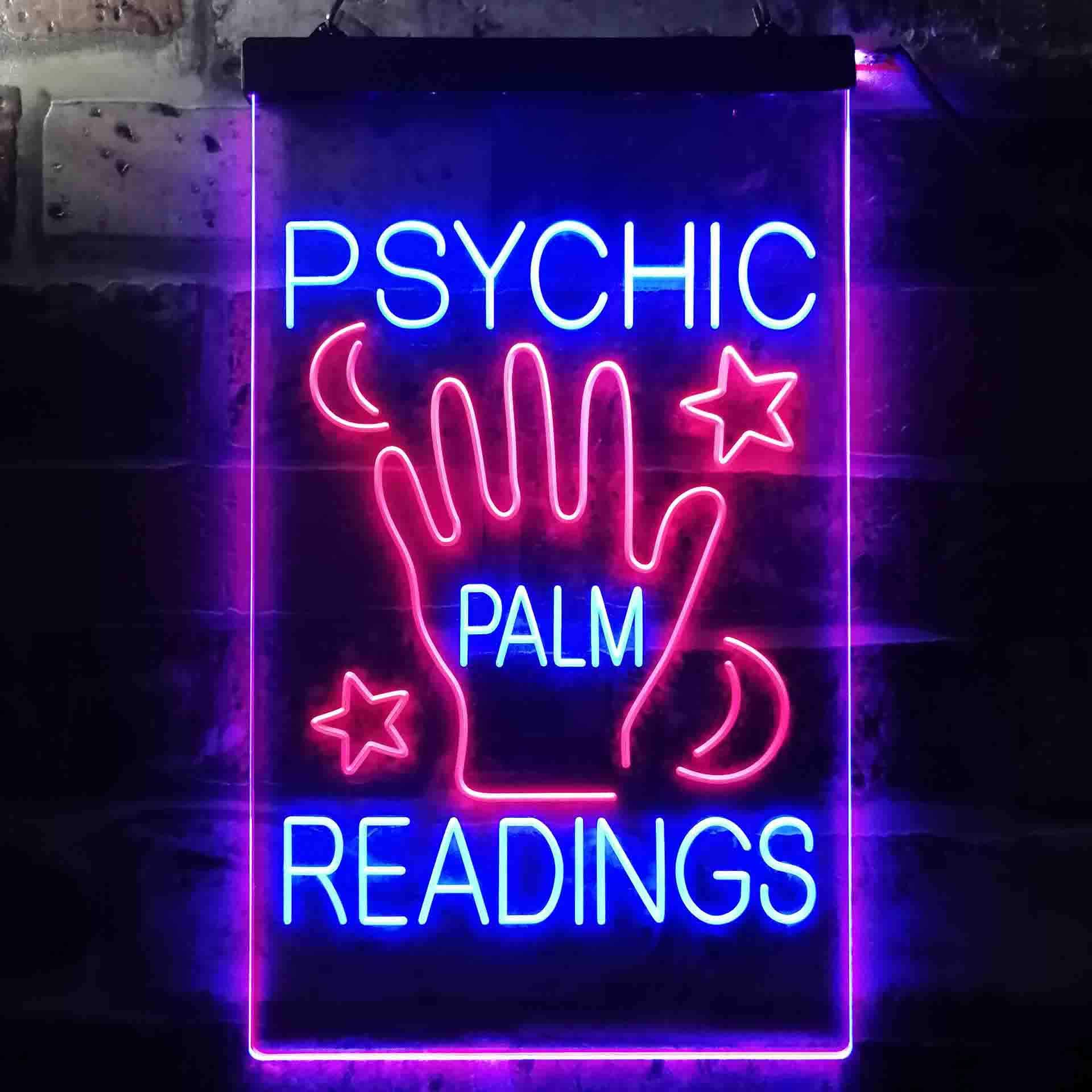 ADVPRO Psychic Palm Readings Dual Color LED Neon Sign Blue & Red