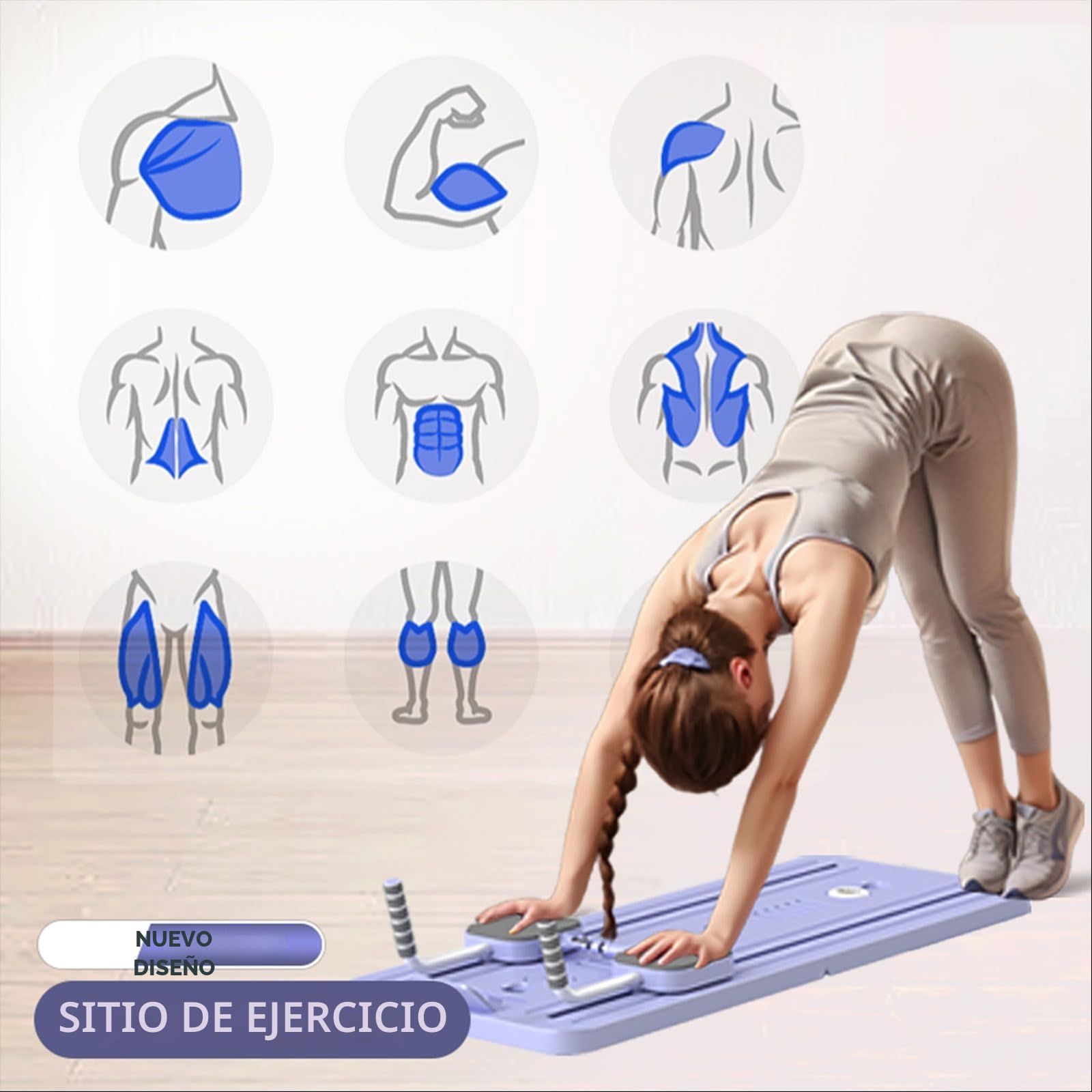 Gimnasio en Casa Inteligente: Tabla de Pilates Plegable Todo-Cuerpo - Esculpe Abdominales, Brazos y Piernas con Temporizador de Precisión y Sistema de Rebote Pro