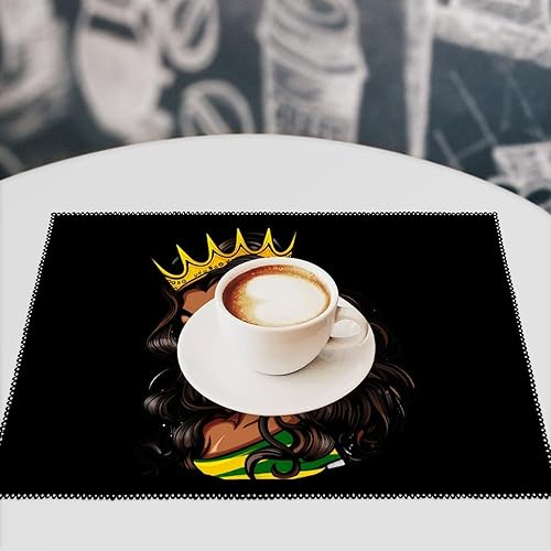 Miniatura 7 de Jamaican Black Women Placemats Set of 6 Resistant Table Mats Washable Place Mats for Dinner Party Table Decoration