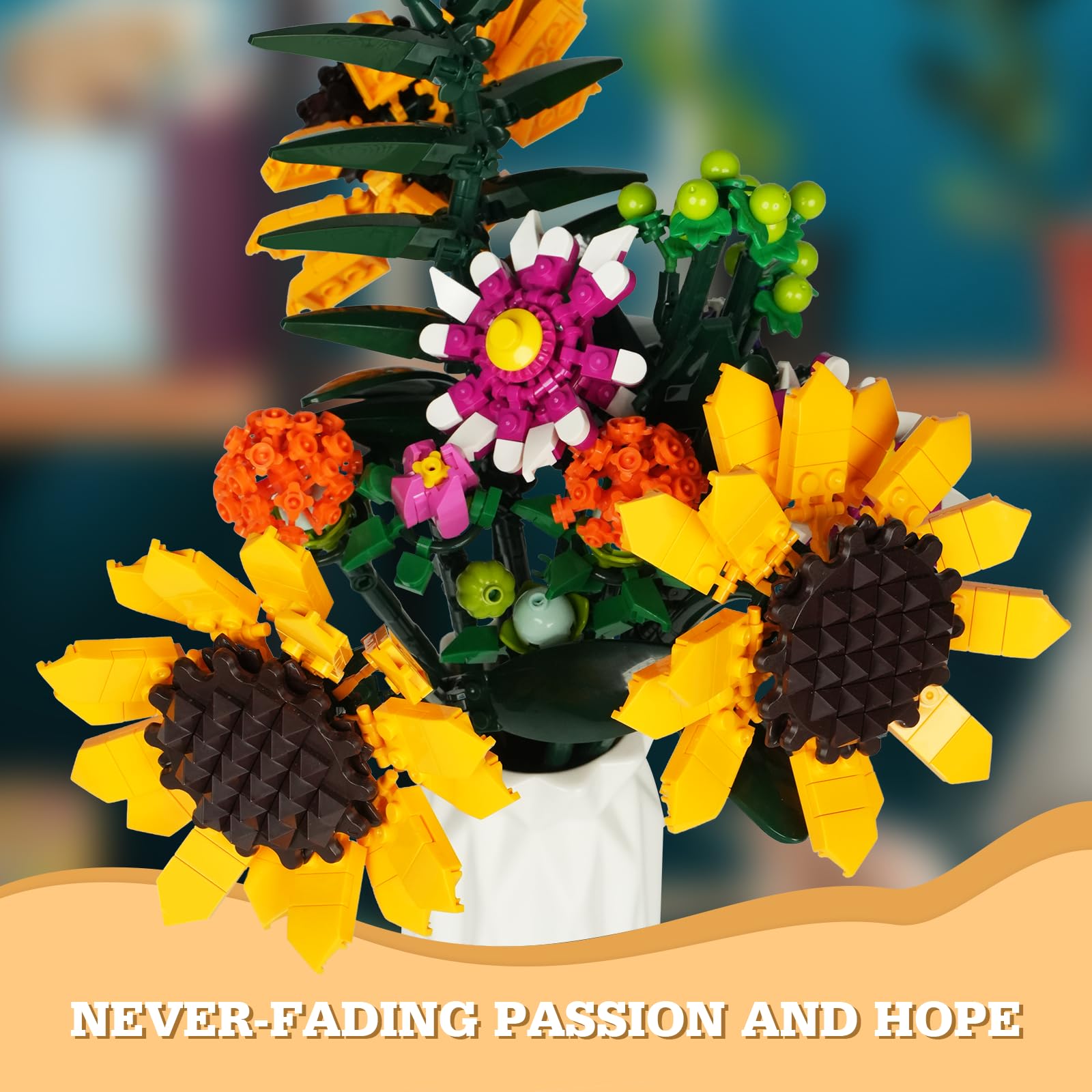 Flower゜・*:.。❁ Amazon.com: iATOM Sunflowers Bouquet Building Set