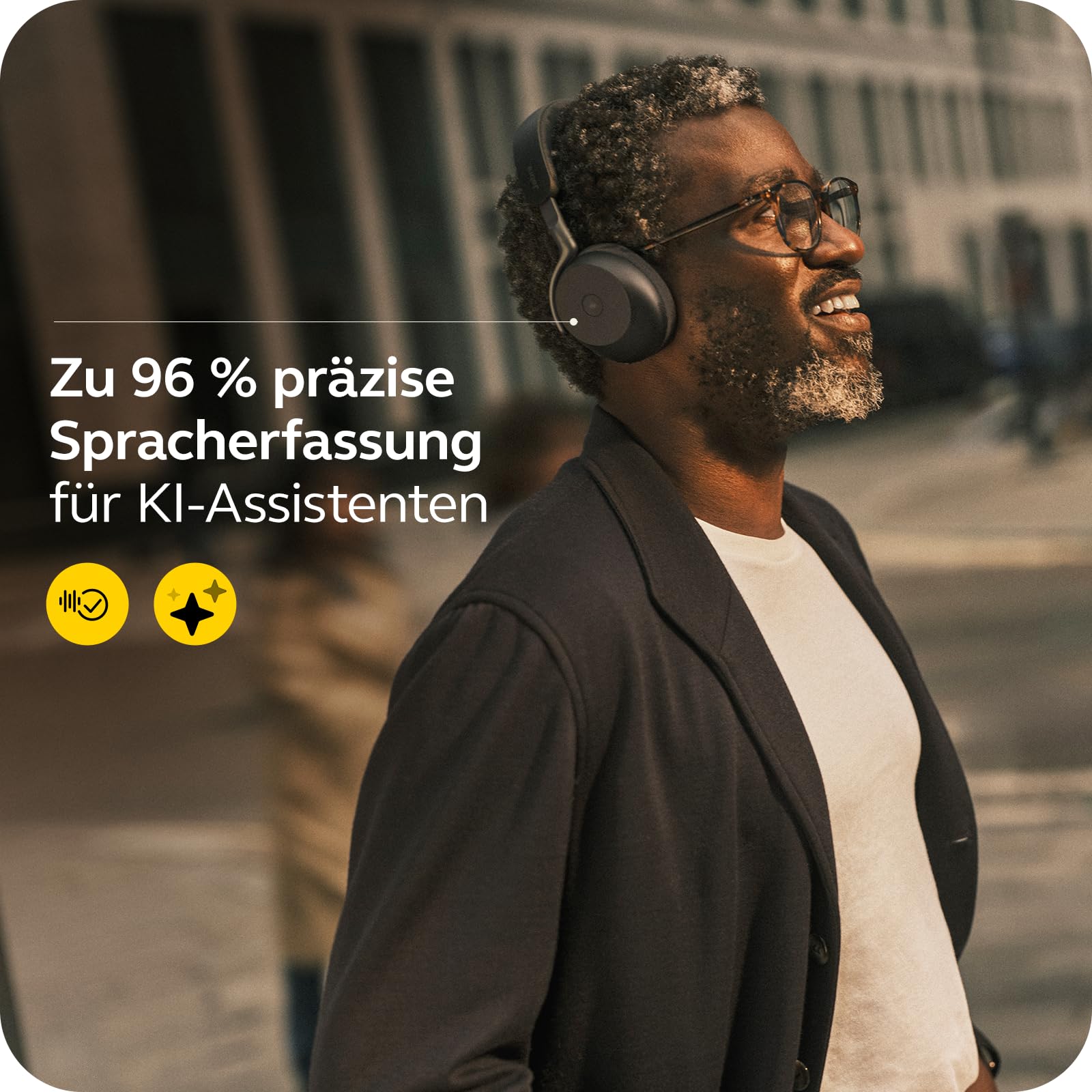 Jabra Evolve3 75 On-Ear Bluetooth Headset kabellos mit Mikrofon für Büro, USB-C, KI-Sprachanruf, Erweiterte Aktive Geräuschunterdrückung, 22h Akku, MS Teams Zertifiziert, Schwarz