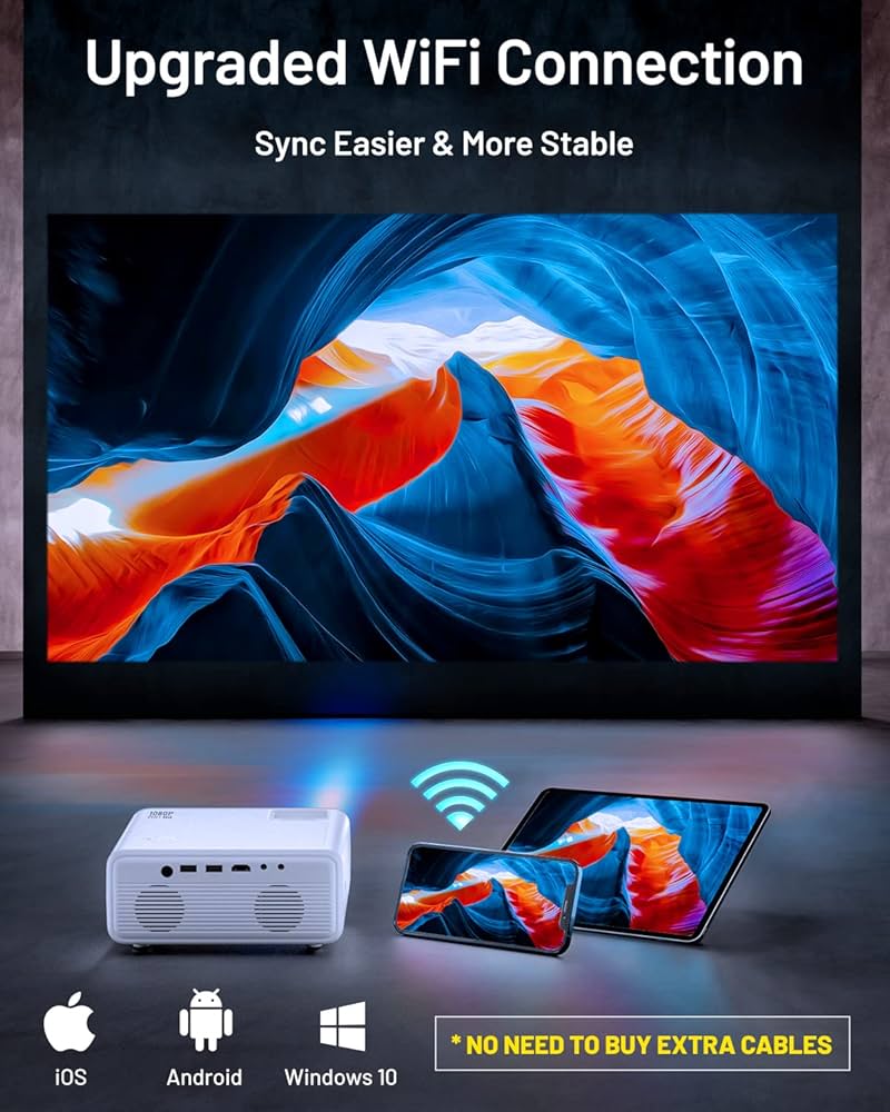 Amazon.com: CLOKOWE Mini proyector WiFi para iPhone. Incluye
