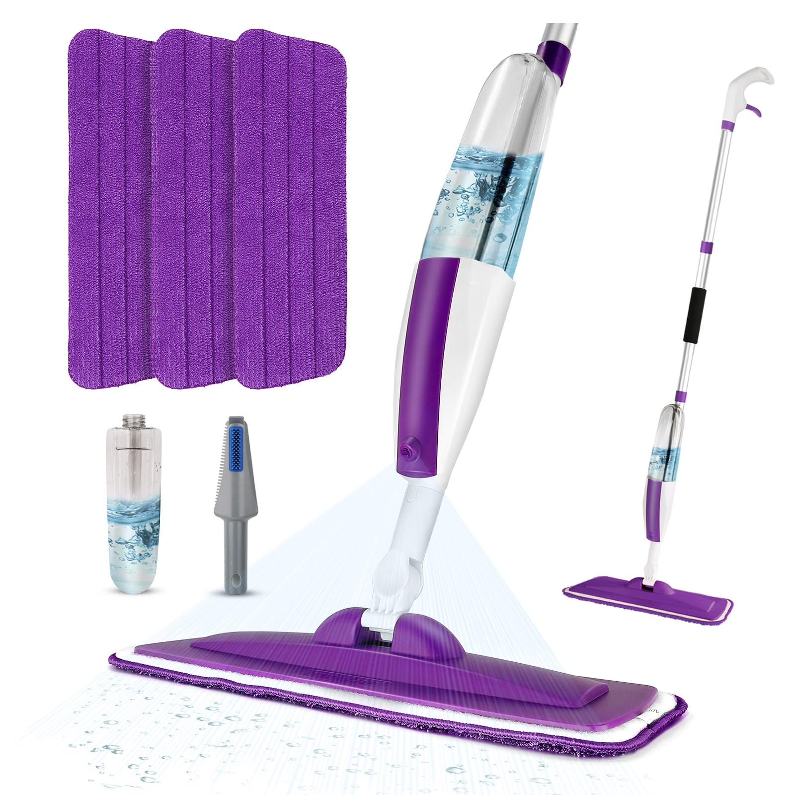 Microfiber Hardwood Floor Spray Mop with 3 Pads &amp; Refillable Bottle