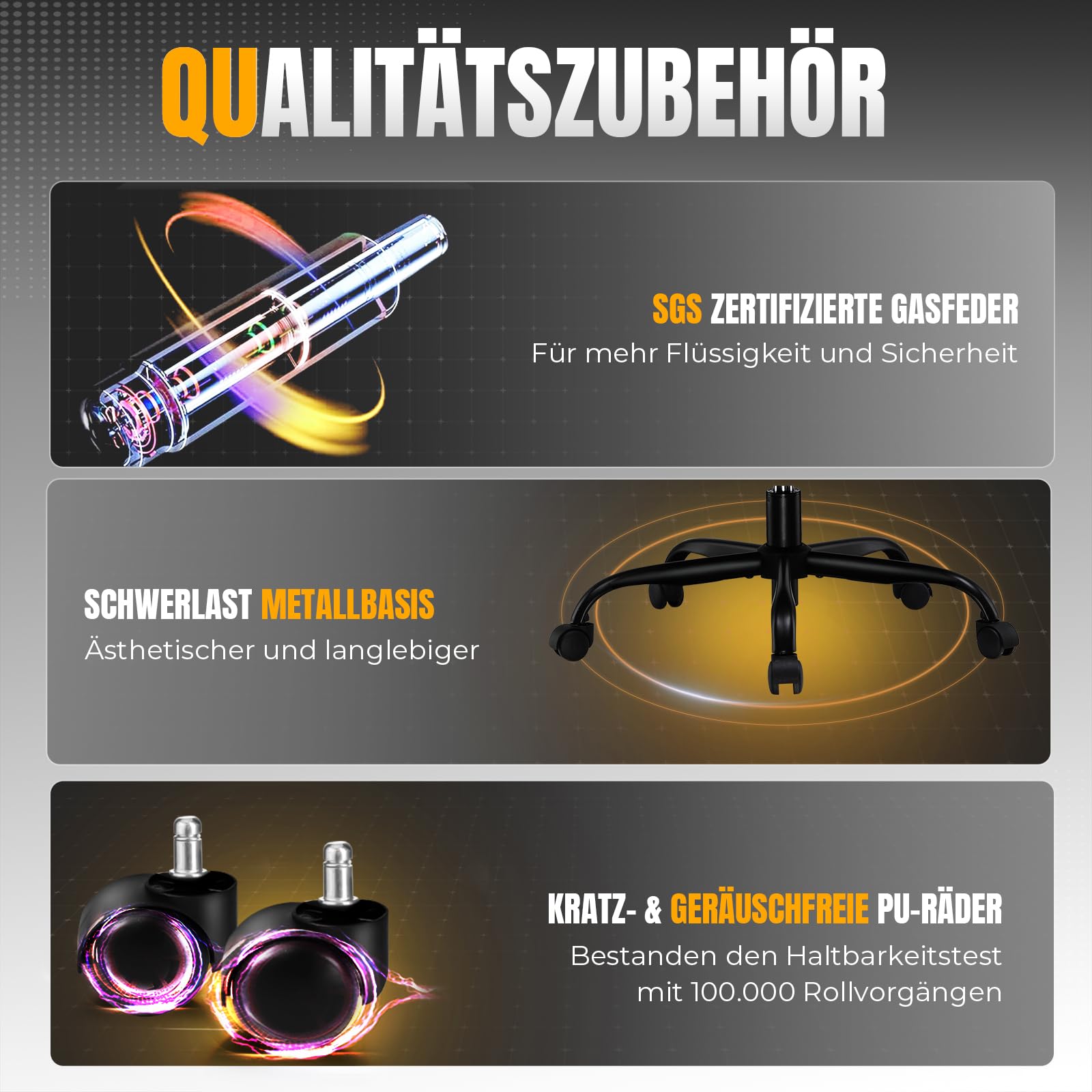 GTPLAYER Gaming Stuhl, Gamer Stuhl, Atmungsaktiver Bürostuhl aus Hochwertigem Stoff, Ergonomischer PC-Stuhl, Verstellbarer und Drehbarer Schreibtischstuhl 150KG, schwarz