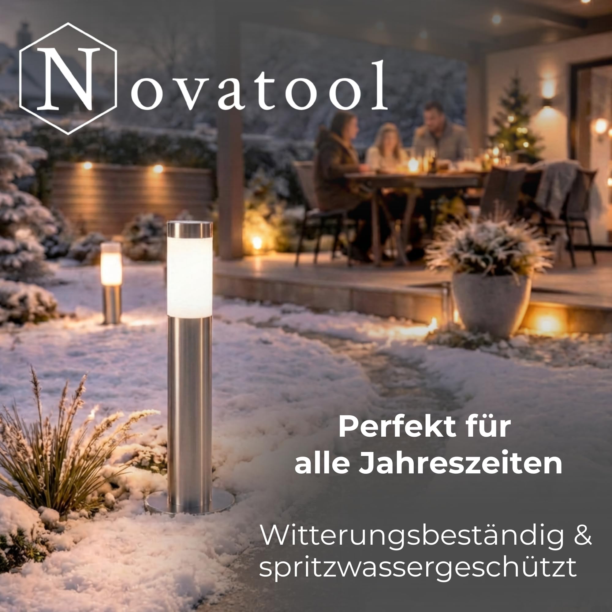 Novatool 4x Wegeleuchte I 45 cm I mit Erdspieß I Edelstahl I IP44 I E27 Sockel I Wegebeleuchtung aussen Aussenleuchten Garten Standleuchte Terassenleuchte Gartenleuchte stehend Terrassenlampe