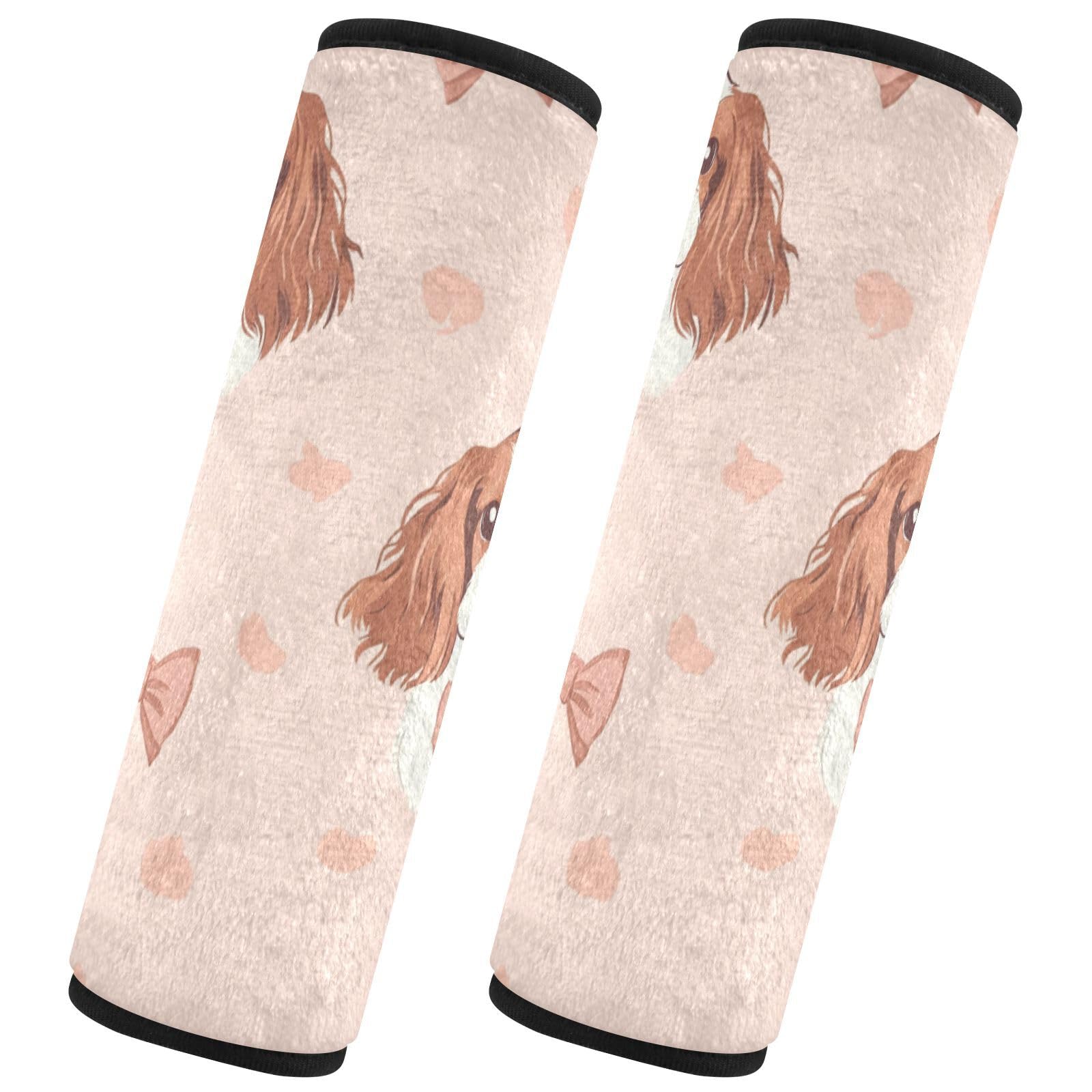 Seat Belt Covers 2 Pack Cute Dogs Car Seat Strap Covers Super Soft Bows Car Seat Neck Cover for Boys Girls Adults Babies S