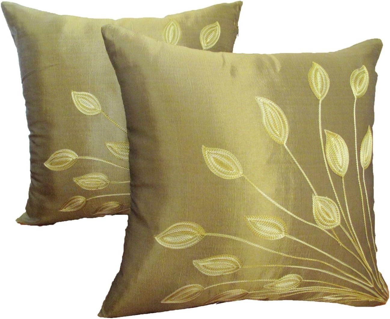 (Double) 2 Beautiful Thai Silk Throw Pillow Cover Cushion
