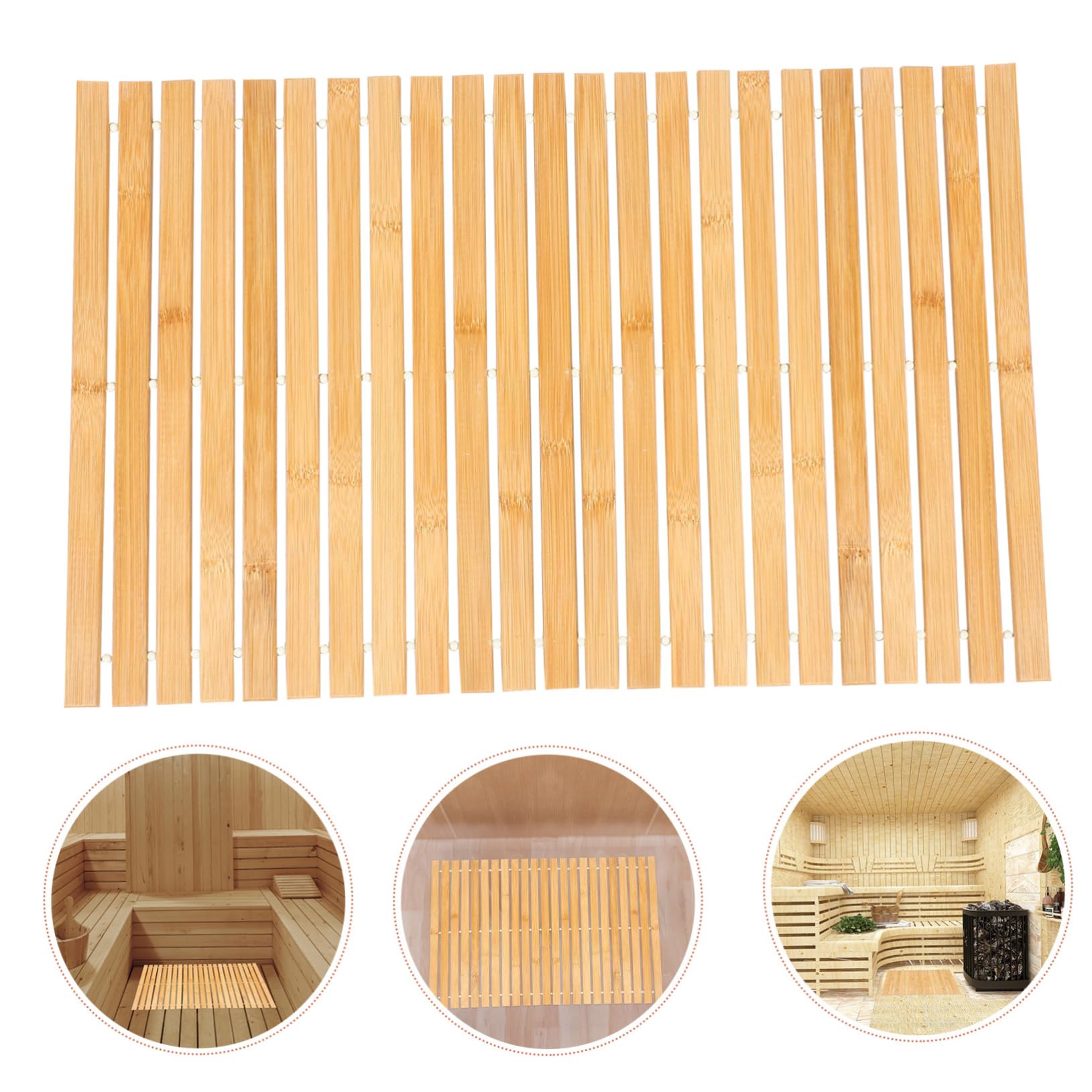 FOMIYES Alfombrilla de Ducha de Bambú Plegable Antideslizante para Hogar y Sauna, Fácil de Limpiar, Accesorio de Baño Elegante