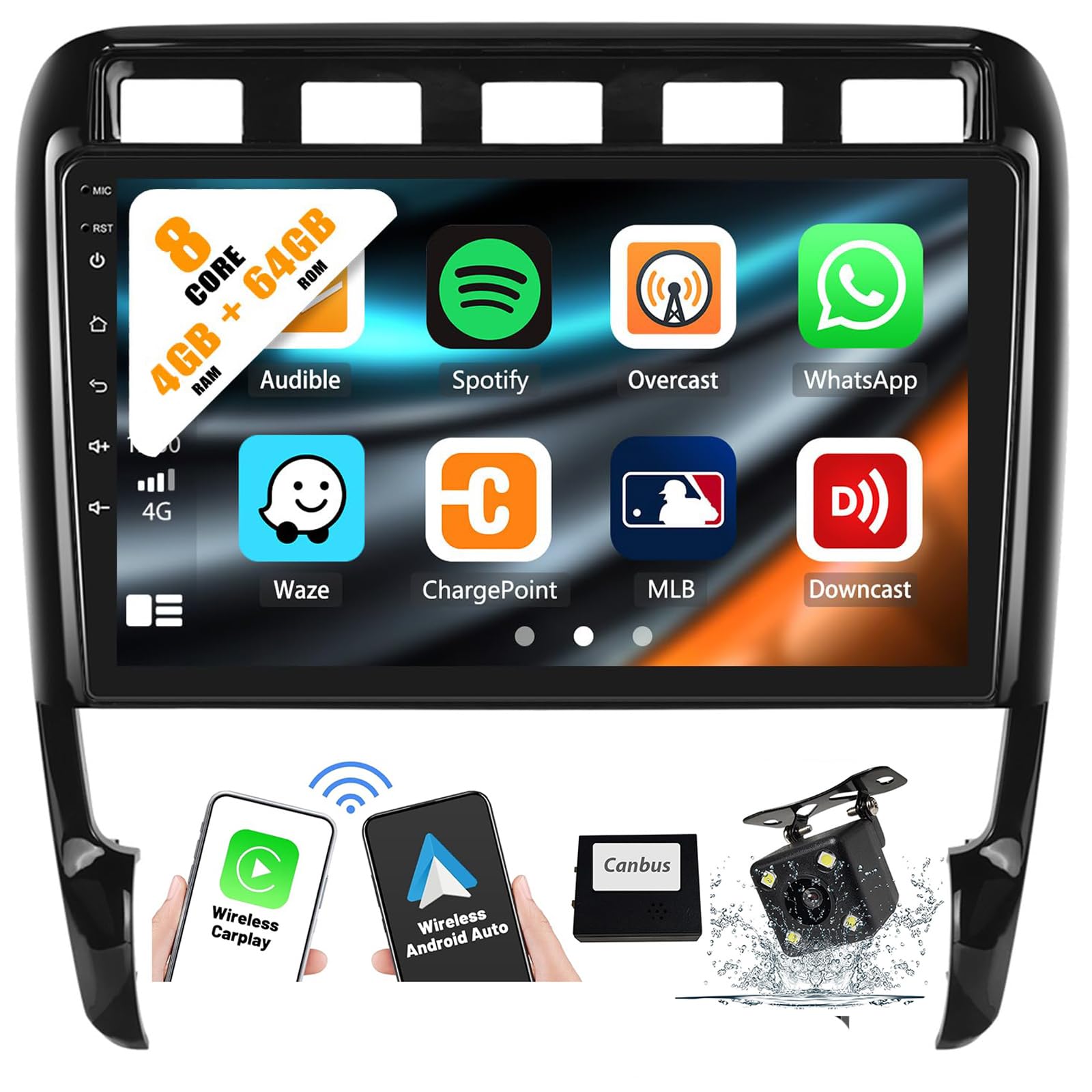Radio de coche con pantalla táctil de 9 pulgadas y Bluetooth 8