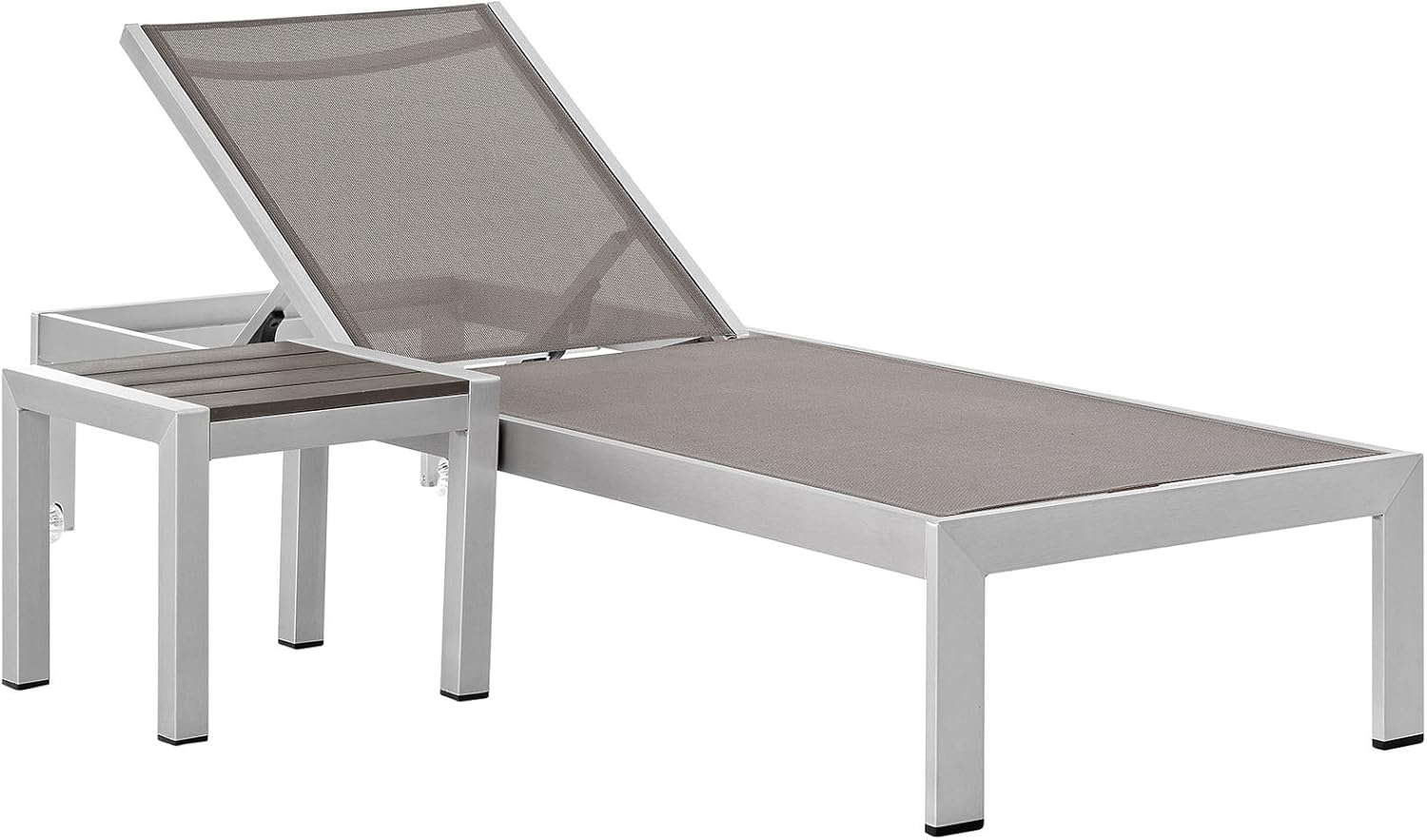 Modway Shore Aluminum Outdoor Patio Poolside Four Chaise Lounge Chairs in Silver Gray