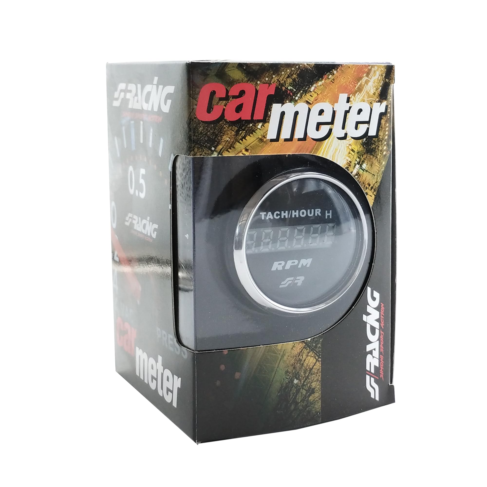 Simoni Racing Strumento TM/C Contagiri 0-9999, RPM 52 mm Contagiri Digitale per Auto o Camion, per Motori Diesel e Benzina, Retroilluminazione Rossa
