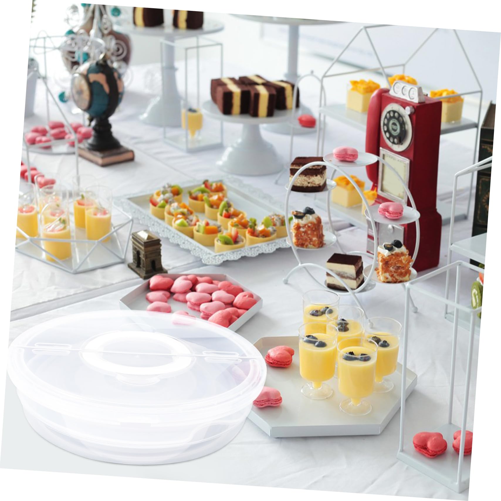 Cabilock Set de 2 Contenedores de Alimentos con Tapa y Asa, Plástico Transparente Apilable, Herméticos para Almacenar y Transportar Pasteles y Cheesecakes en Picnic
