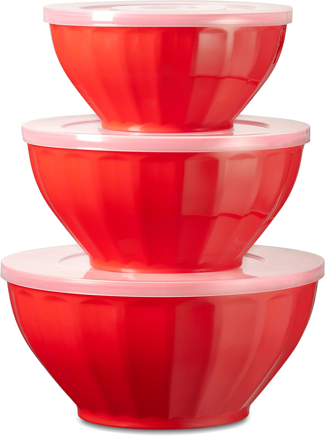 Godinger Mixing Bowls with Lids, Plastic Nesting Bowls Set, Storage Bowls, Microwave Safe Mixing Bowl Set, 3 Bowls 3 Lids