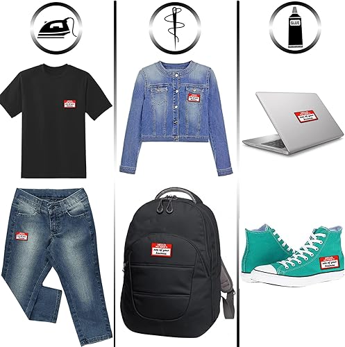 Miniatura 7 de Hello my name is .. Parche para planchar con el nombre "Hello my name is non of your business"  divertida cita adhesiva para planchar para ropa y