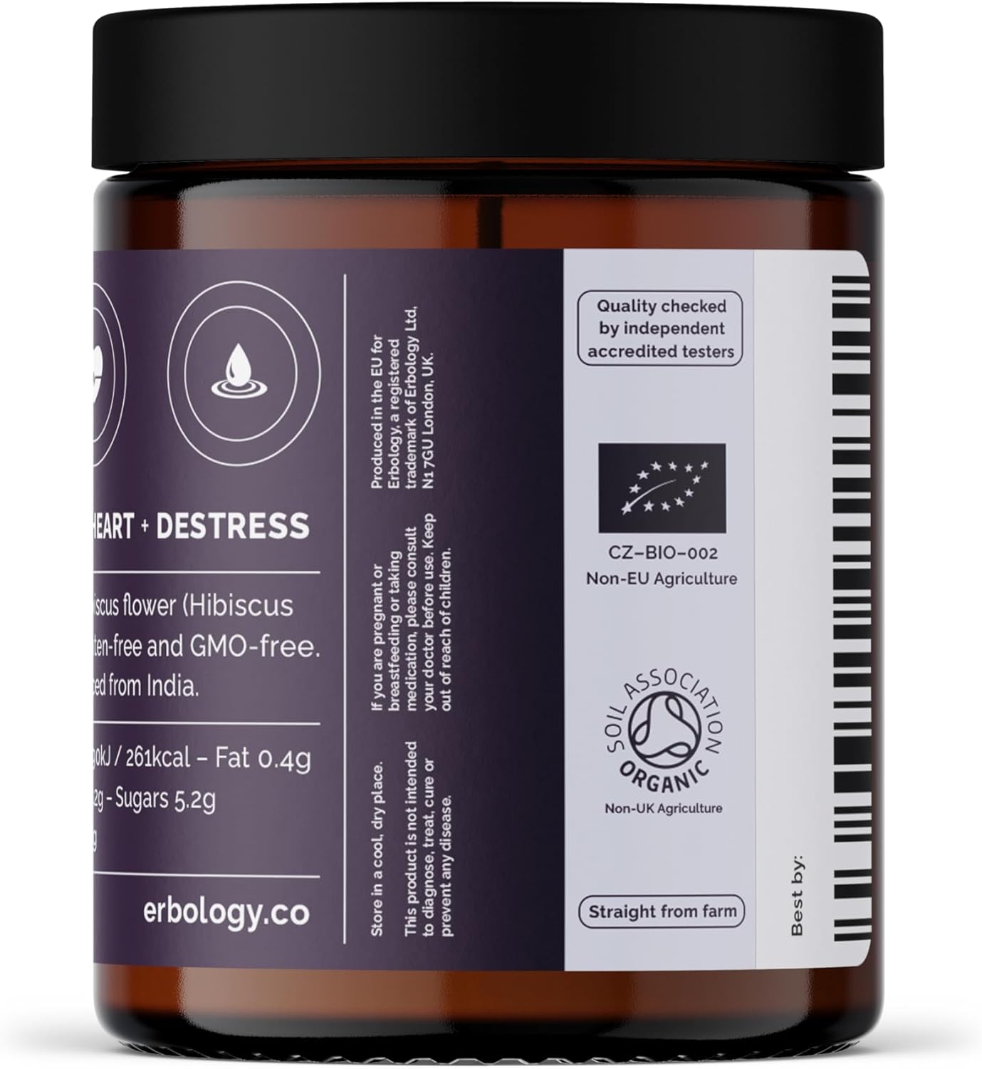 Erbology Organic Hibiscus Powder 3.2 oz - 45 Servings - Destress - Sustainably Sourced Straight from Farm in India - Small Batch - Vegan - GMO-Free
