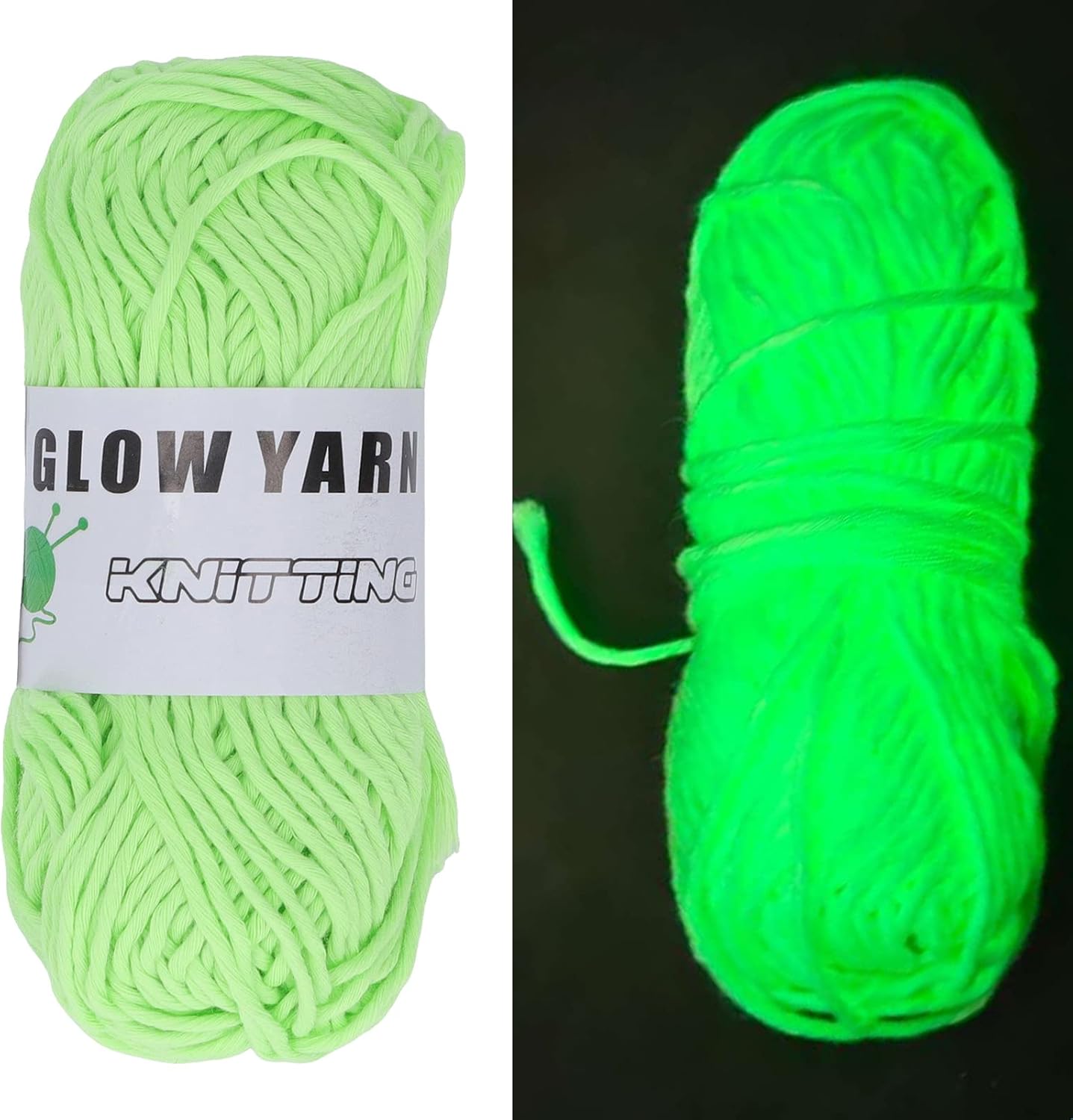 FLEXMAN Luminous Crochet Yarn, 164Ft DIY Polyester Weave Glow Luminous Knitted Yarn, Party Supplies, DIY Luminous Yarn for Crocheting, Knitting and Crafting (Color 2)