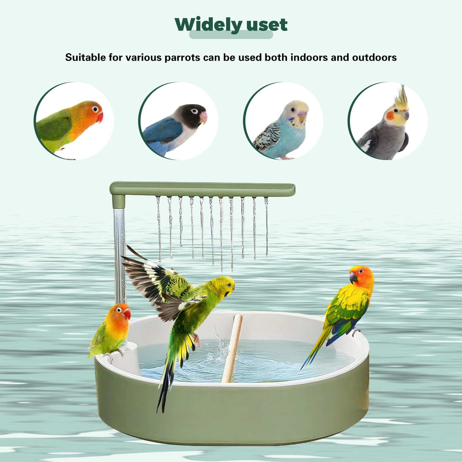 Parrot Bathtub Bird Automatic Bath Shower,Large Bird Shower Fountain Indoor Bathtub with Running Water, Contains USB and Pump,for Pet Birds, African Grey, Cockatiel, Conure, Budgie, Lovebird(Fashion) - image 6