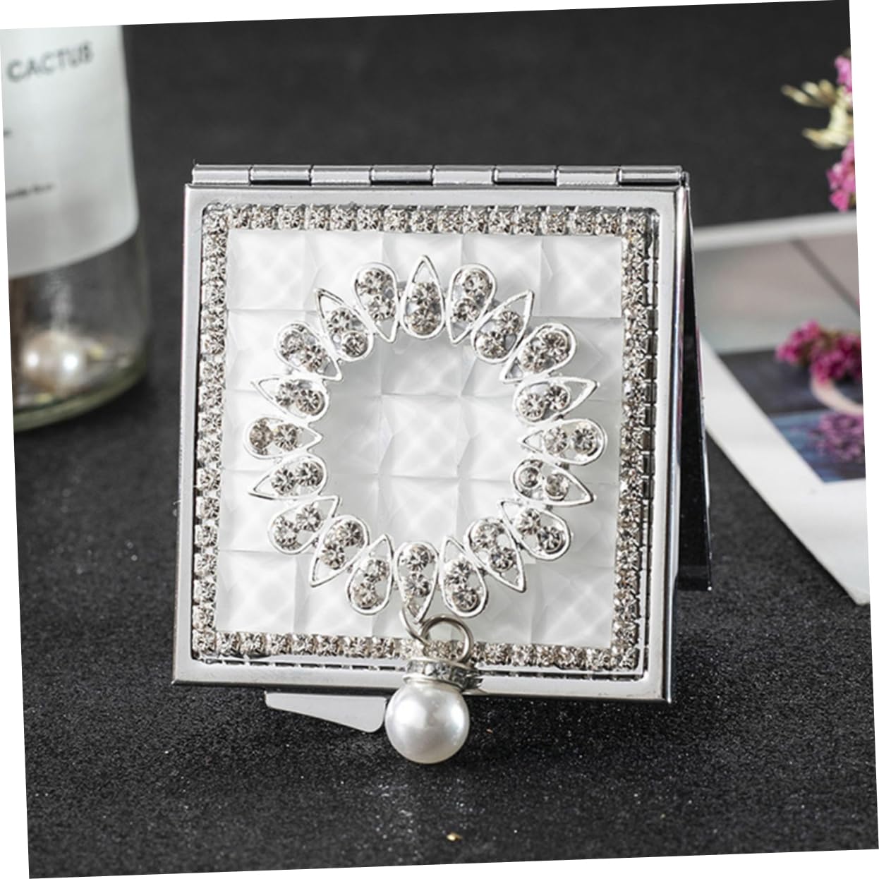 Beaupretty 3 Piezas Espejo De Tocador Plegable Espejo De Bolsillo Portátil Espejo De Maquillaje De Aumento Oro Lente De Cristal De Alta Definición Bulto Espejo De Belleza Mujer