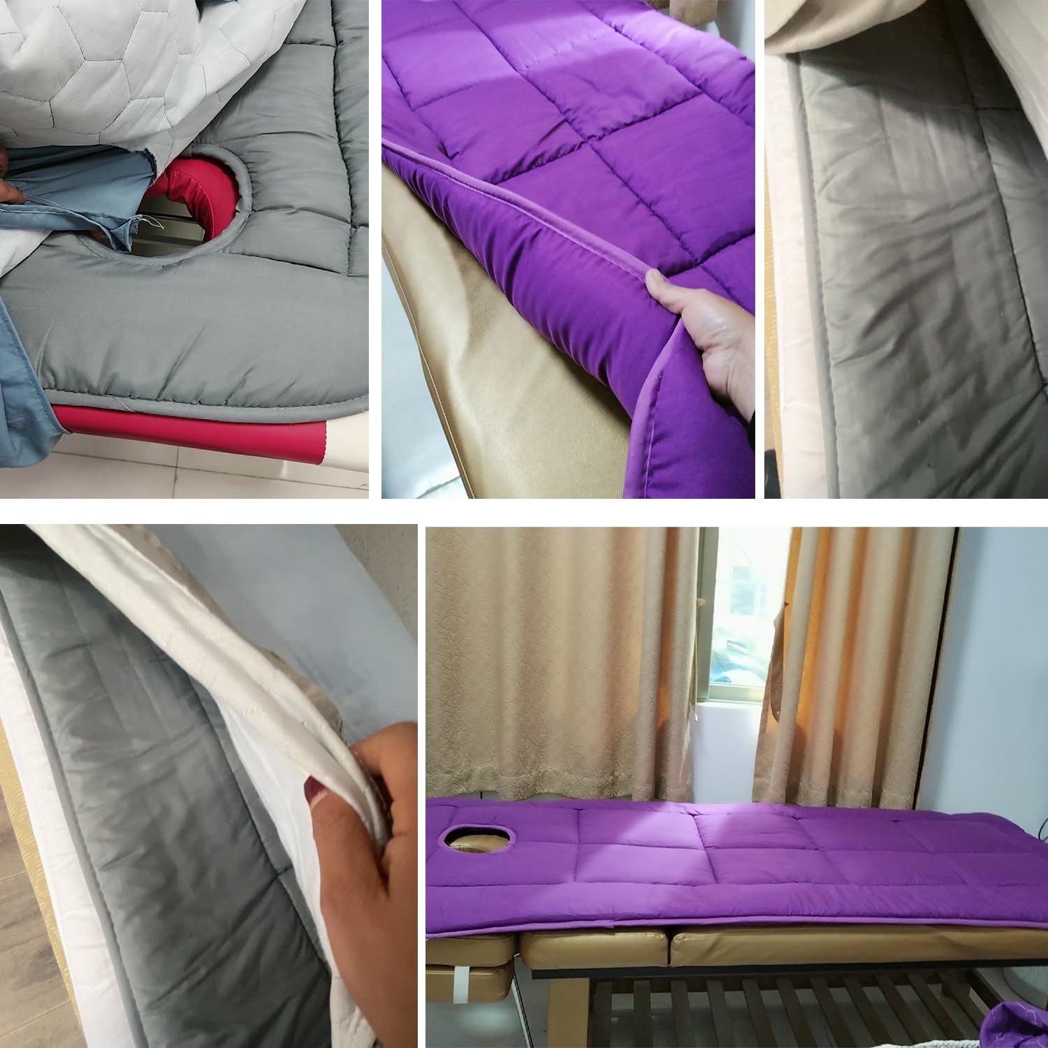 Spa Massage Table Pad Massage Table Pad Cover with Elastic Band Lash Bed Topper Comfortable Mattress Topper for Massage Bed Mattress with Hole for Beauty Square Head (White(R),60 * 190cm)