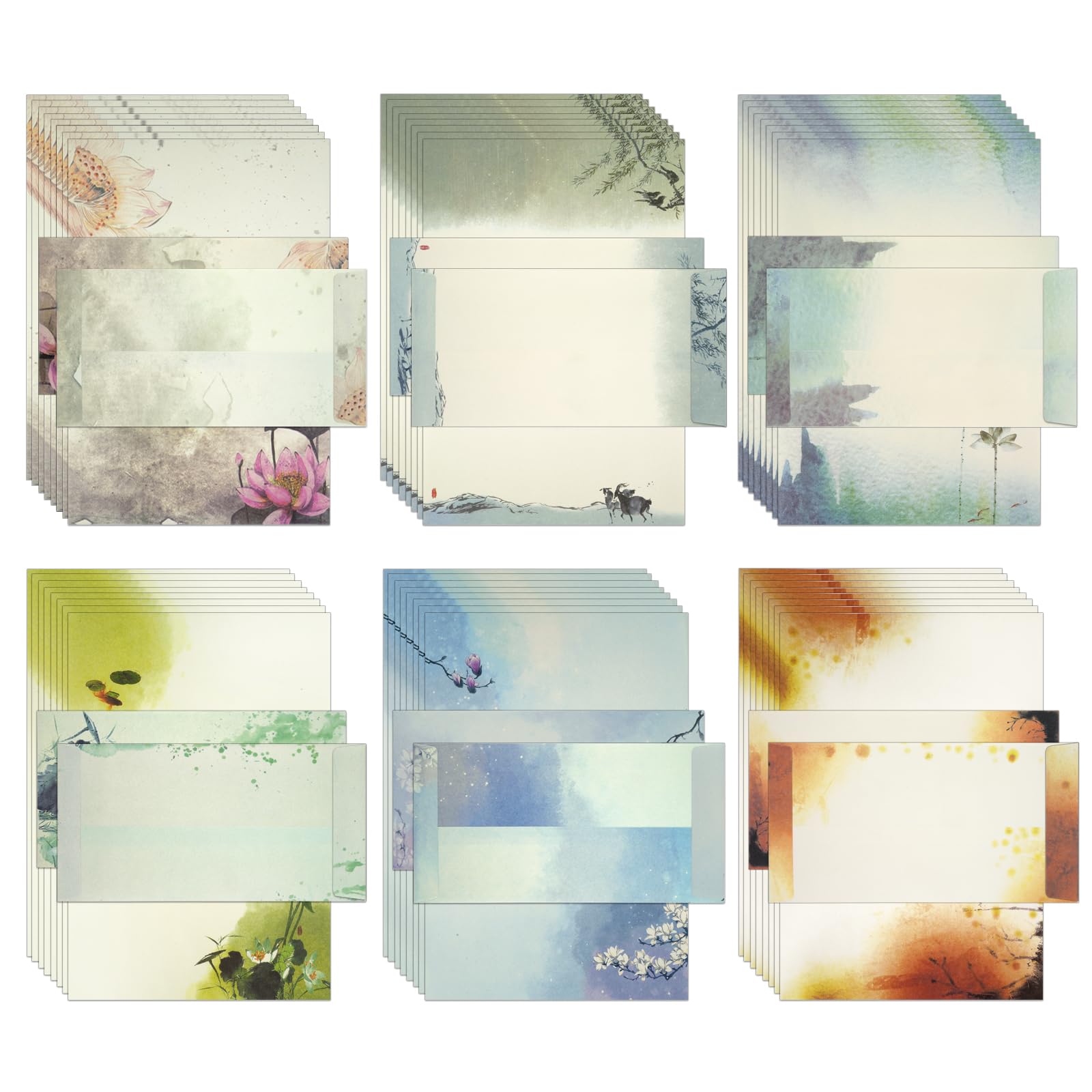 72 Pcs Retro Floral Landscape Letter Writing Set for Thank You Letters
