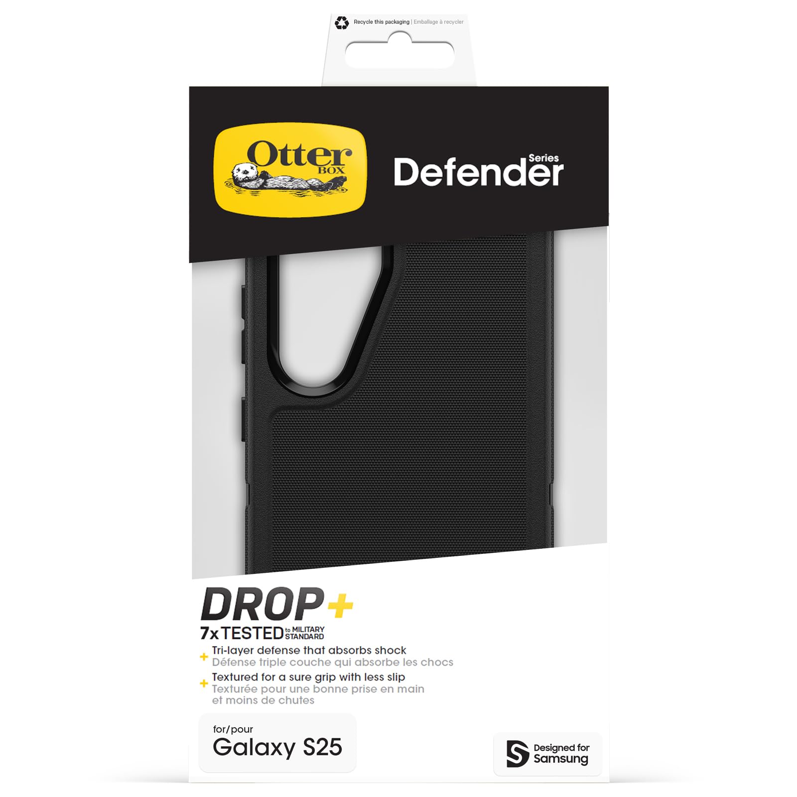 Otterbox Funda Defender para Samsung Galaxy S25/S24, Negro | Resistente a golpes y caídas, Ultra-Reforzada, Protectora, Testada 7x con estándares Militares anticaídas