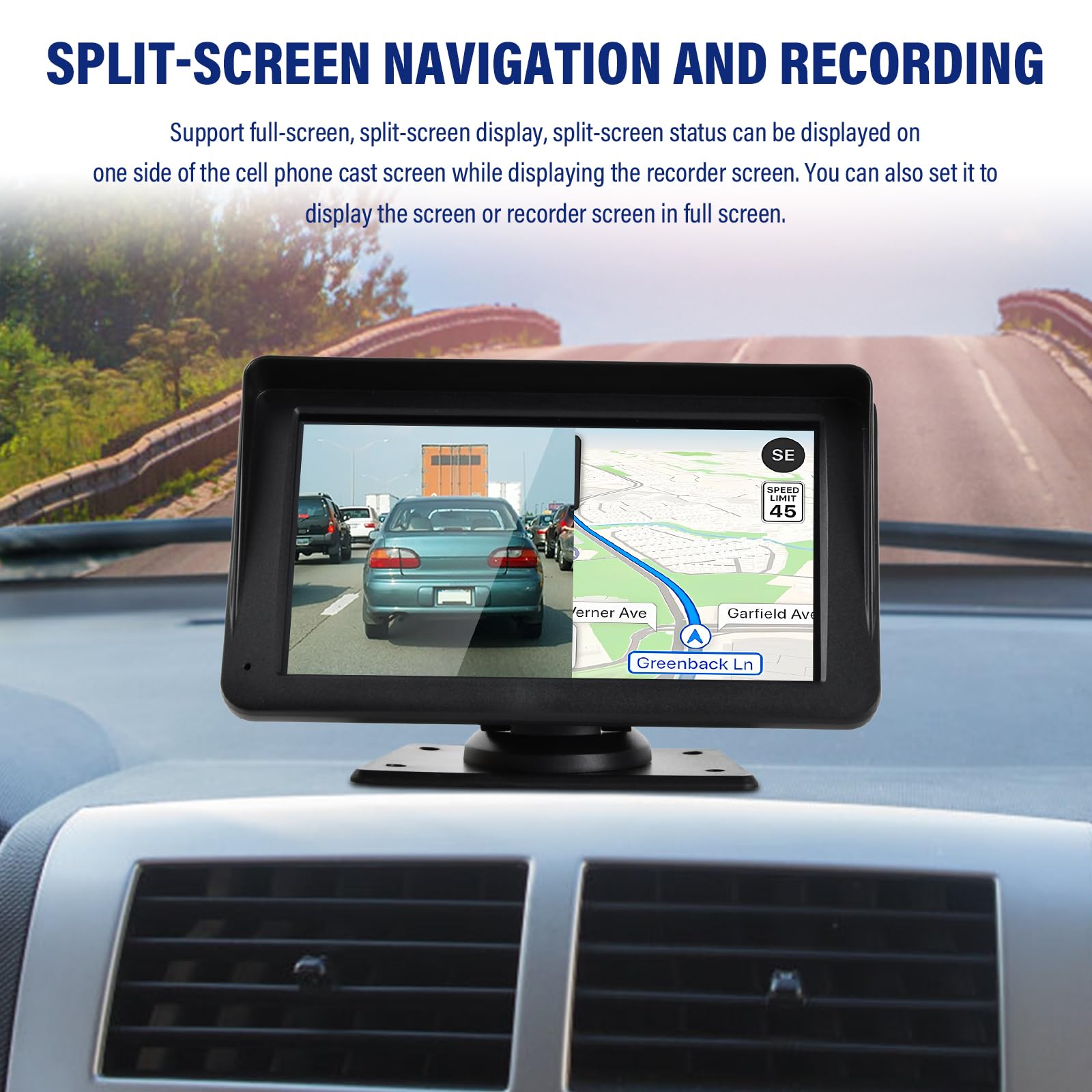 Bezprzewodowe radio samochodowe Carplay i Android, ekran dotykowy 7" podzielony ekran radiowy samochodowy, radio samochodowe z Bluetooth, sterowanie głosowe, do nawigacji GPS, Bluetooth