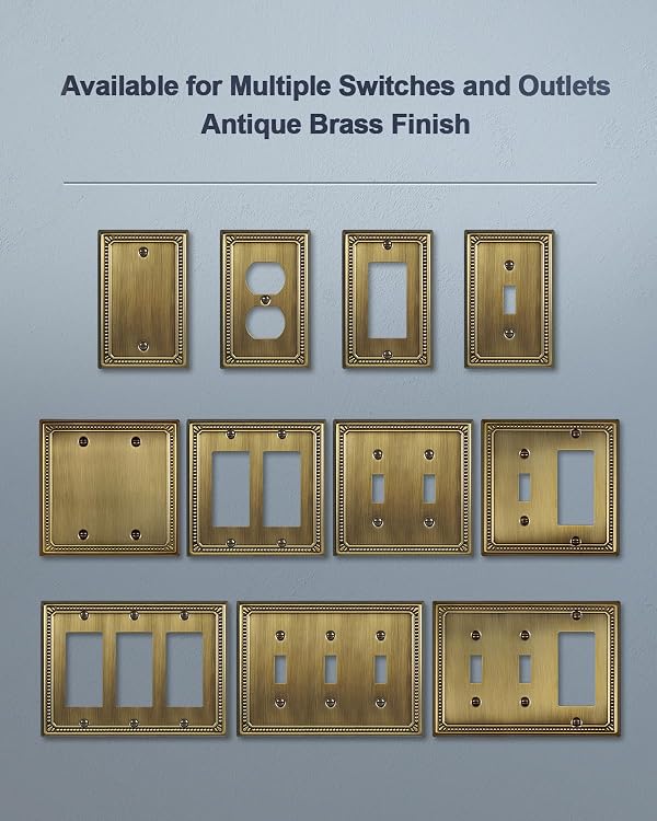 ZILLSEA Metal Wall Plates, Switch Plates and Outlet Covers, Decorative Pearl Design (1 Decorator 2PK, Antique Brass, Midsize) by ZILLSEA - Image 7