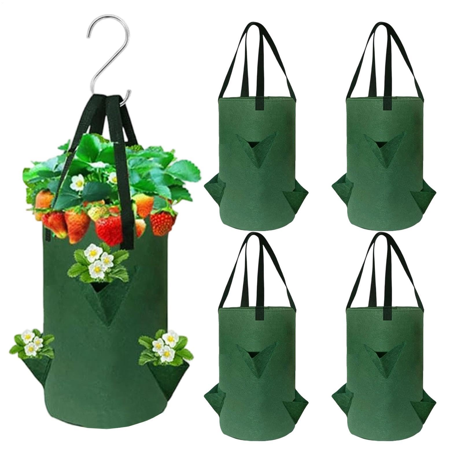 Plantador invertido para balcón y jardín vertical en tela de fresas