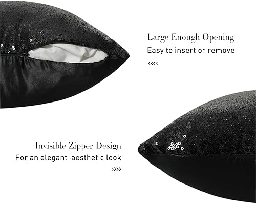 Miniatura 10 de SquarePie Juego de 4 fundas de almohada de lentejuelas, 18 x 18 pulgadas, color plateado, fundas de almohada cuadradas brillantes para cama, sofá,