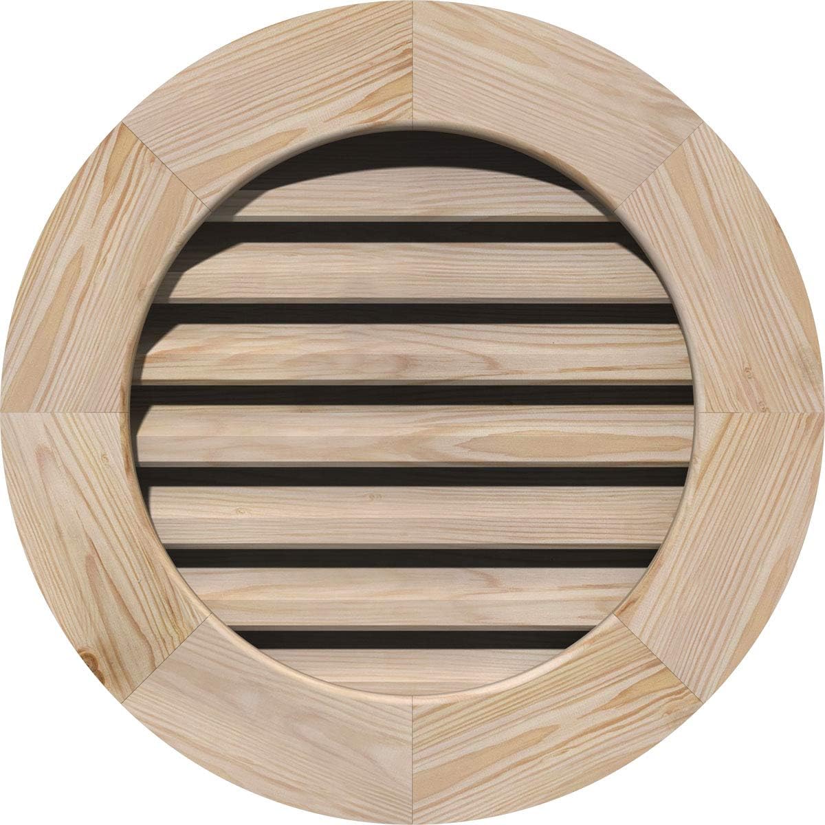 Ekena Millwork GVWRO24X2401SFUPI Round Gable Vent Gable Vent, 24"W x 24" (29"W x 29"H Frame Size), Pine, Unfinished