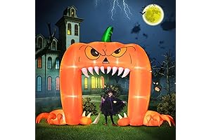 12FT Halloween Inflatable Pumpkin Archway with Built-in LED Lights for Festive Home Decor
