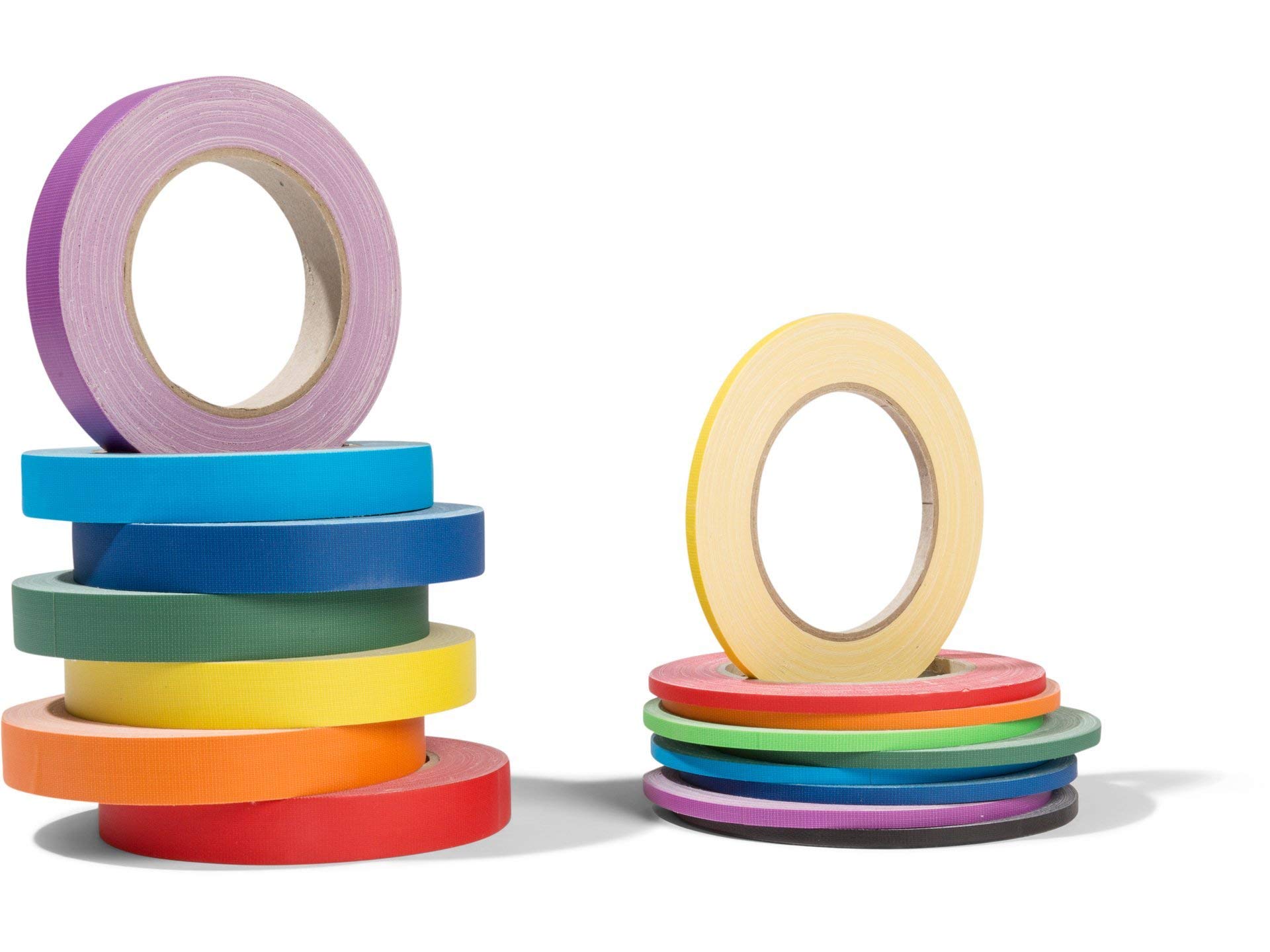 Modulor Set di nastro adesivo in tessuto Gaffa, set arcobaleno, 9 rotoli di nastro forte gaffa, ciascuno di 5 mm di larghezza x 25 m di lunghezza