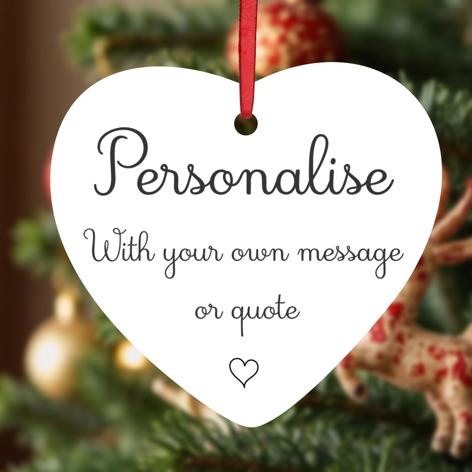 Kreatesquare White Personalised Christmas Baubles Heart Shape Ceramic Christmas