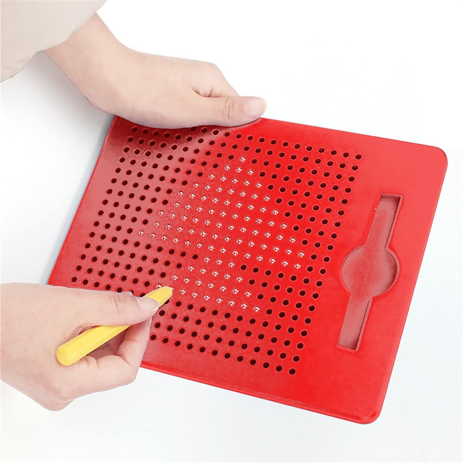 Kidoyz Magnetic Drawing Board for Kids with 380 Magnetic Beads, Stylus Pen & 10 Pattern Cards | Erasable Doodle Writing Pad | Montessori Learning Toy for Boys Girls 3+ Years - Random Color (MPad) 2