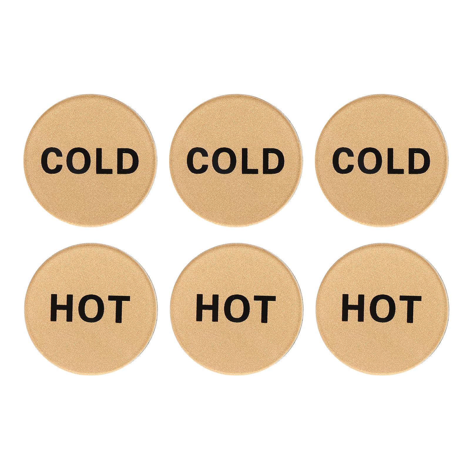 PATIKIL Self Stick Hot/Cold Water Label, 3 works/6 Pack Acrylic Round Shape Sticker Signs for Faucets Sinks Gold