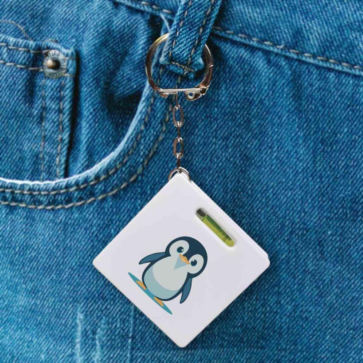 Azeeda 'Baby Penguin ' Keyring Tape Measure/Spirit Level Tool (KM00035743)