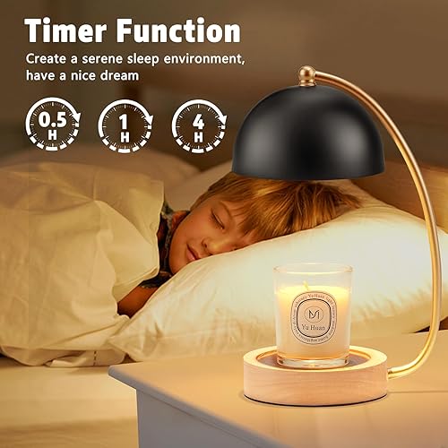 Miniatura 4 de Lámpara calentadora de velas con temporizador, calentador de velas eléctrico regulable con 2 bombillas, lámpara de cera derretida, regalos para