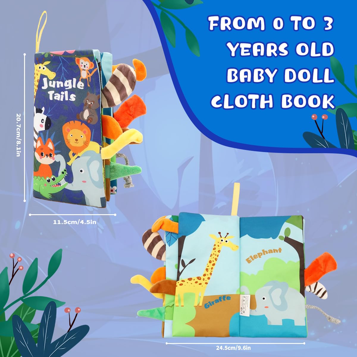 SNOWIE SOFT® Cloth Books for Babies 0 to 3 Years of Forest Animal, Sensory Books for Babies 6-12 Month with 3D Touch Feel High Contrast Dimensional Tail, Built in Rustling Sound, Waterproof Baby Toy - Image 7 thumbnail