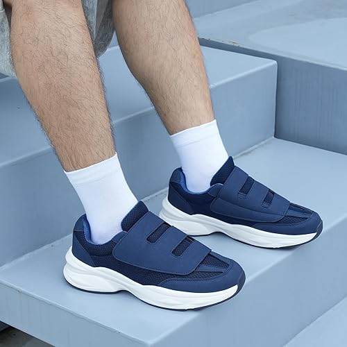 Miniatura 8 de Ortho+rest Zapatos para caminar diabéticos para hombre, zapatos hinchados con cierre ajustable