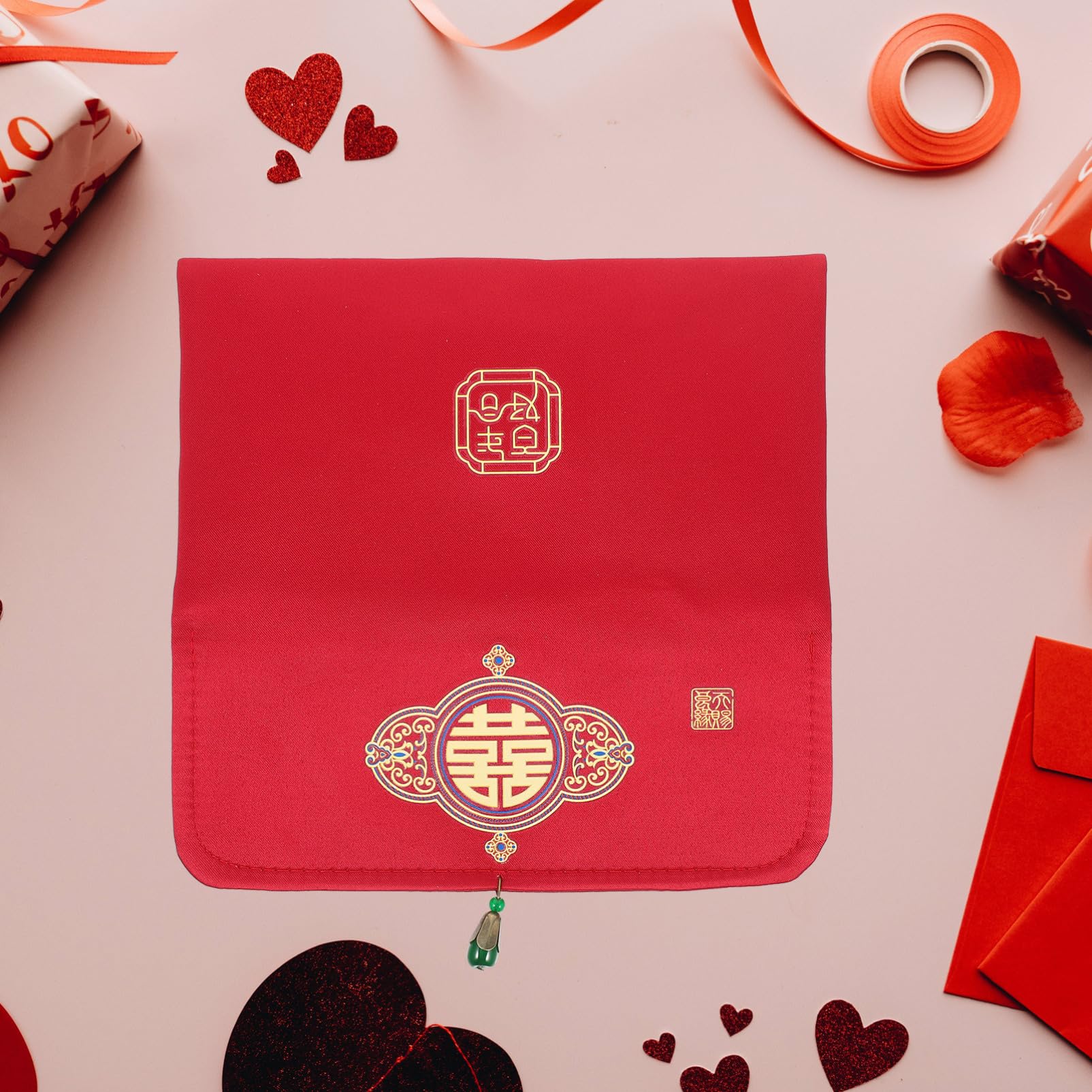 Lurrose Busta Rossa Tradizionale Per Matrimonio Broccato Busta Per Soldi Di Fidanzamento Elegante Per Cerimonie Nuziali Portafortuna e Regali Design Resistente e Stabile Confezione