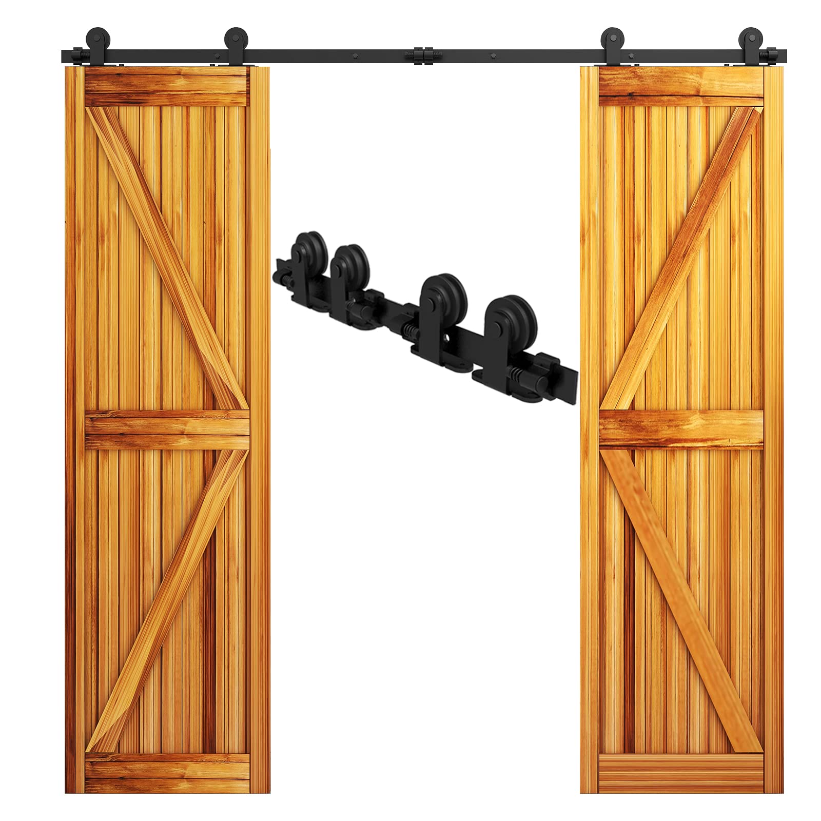 Binario Per Porta Scorrevole 6,6FT/201cm - Kit Completo Nero, Per Porte Fino A 100kg, Facile Installazione - Foto 7