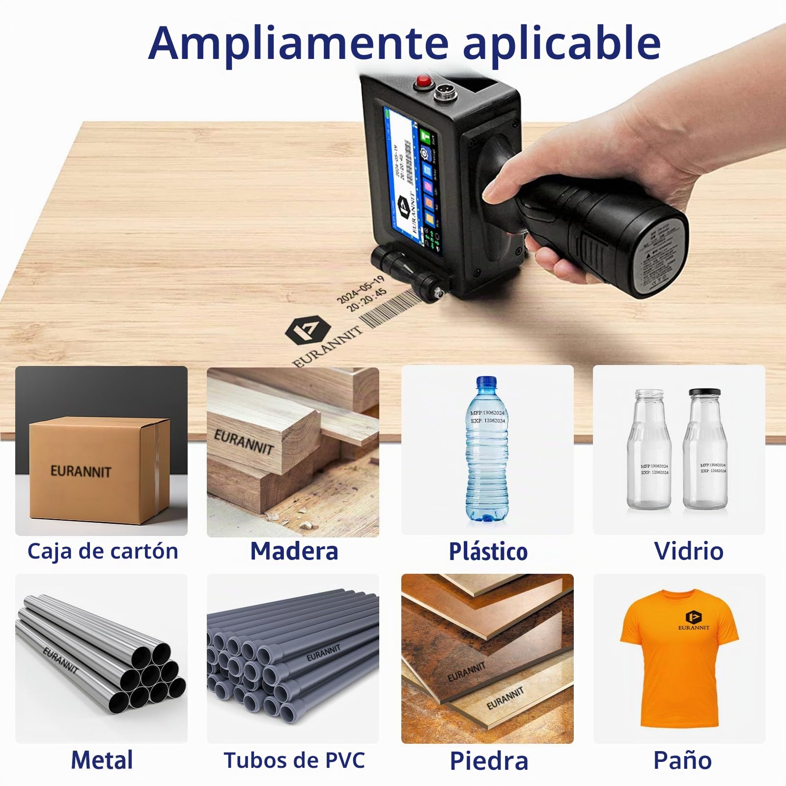 Impresora de inyección de tinta de mano de 1 pulgada, pistola portátil E15-1 con cartucho negro ER521 para texto QR y código de barras