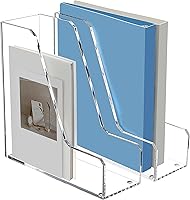 Vista 9 de SANRUI 2 Pack Acrylic Magazine File Holder, Vertical File Sorter Holders Desk Organizer, Clear Folder Organizer Document Rack for Office Desktop