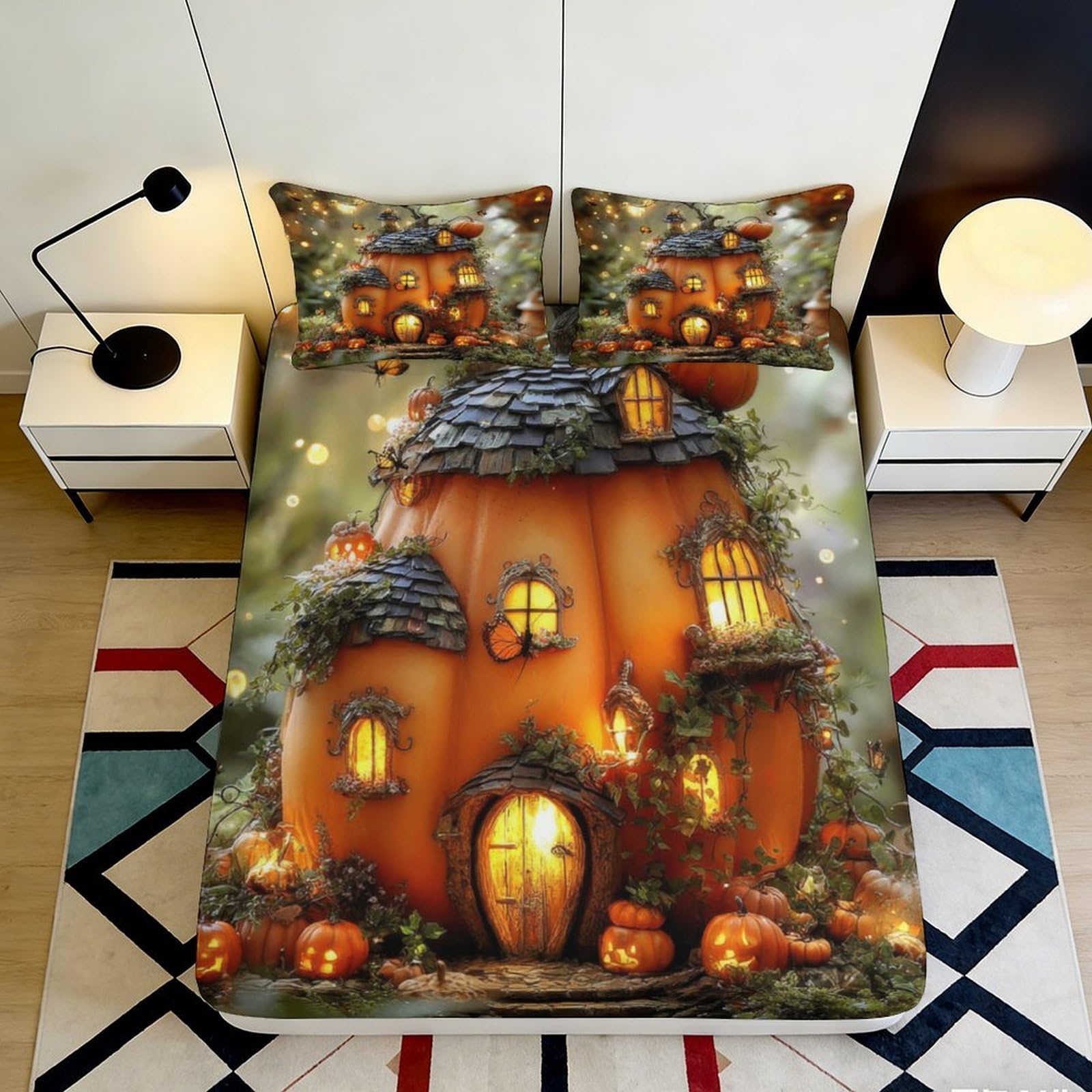 3D Printed Cartoon Fish Fitted Sheet Microfiber Non-Slip Deep Pocket Bedroom Bedding Adult Mattress Fitted Cover 180x200x25cm