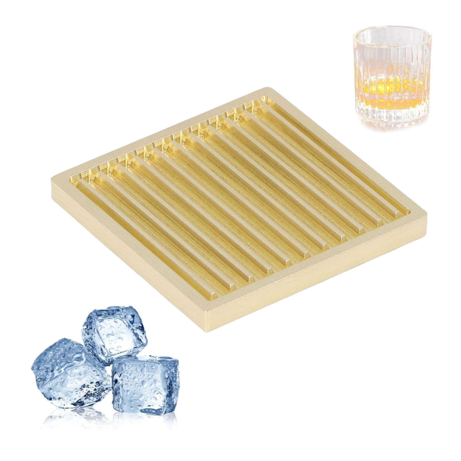 Bandeja de diseño para hacer cubitos de hielo, prensa de hielo de cobre moderna para cócteles, fiestas de barman, sello de hielo único (A02)