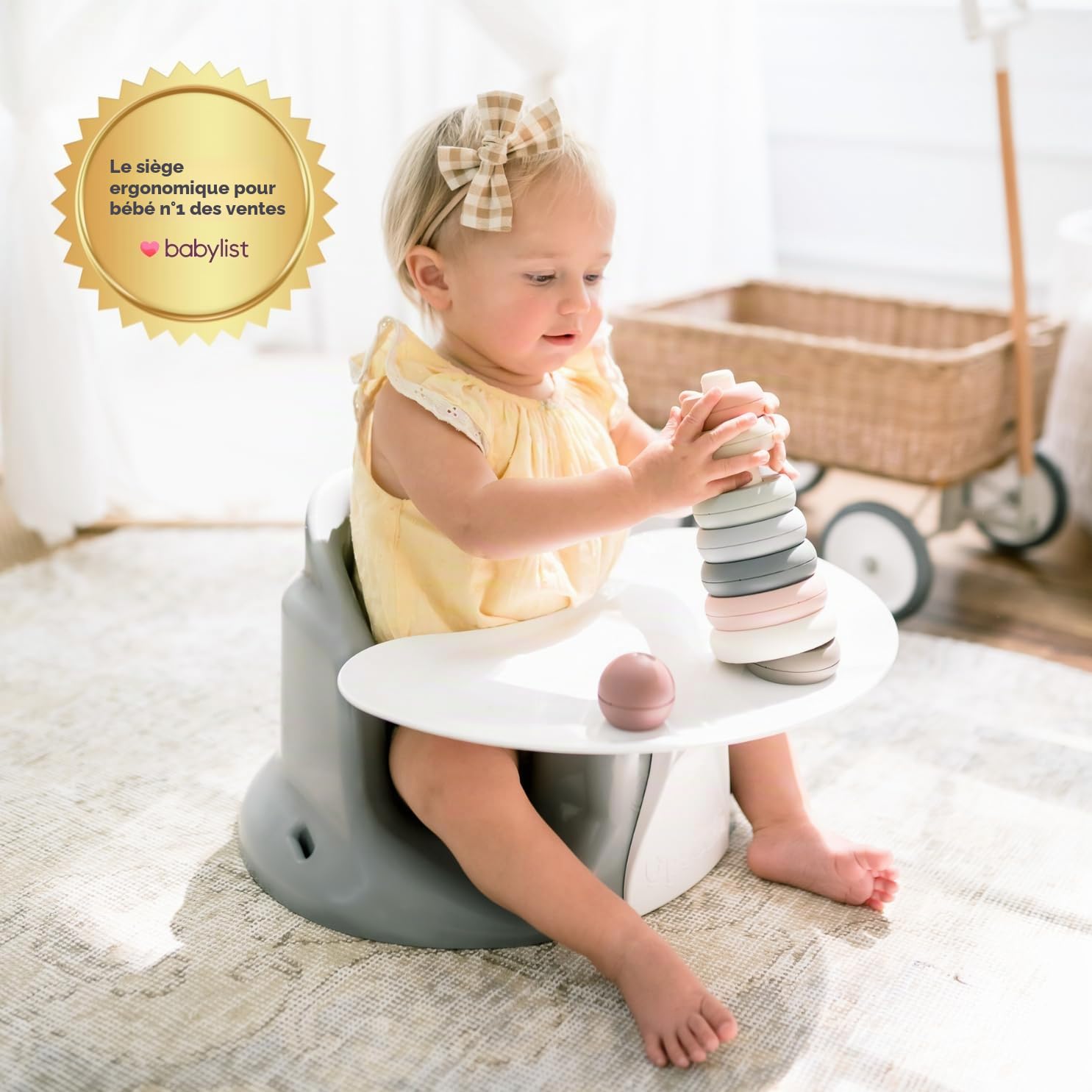 Upseat Siège rehausseur de chaise bébé avec plateau développé avec des kinésithérapeutes (gris)