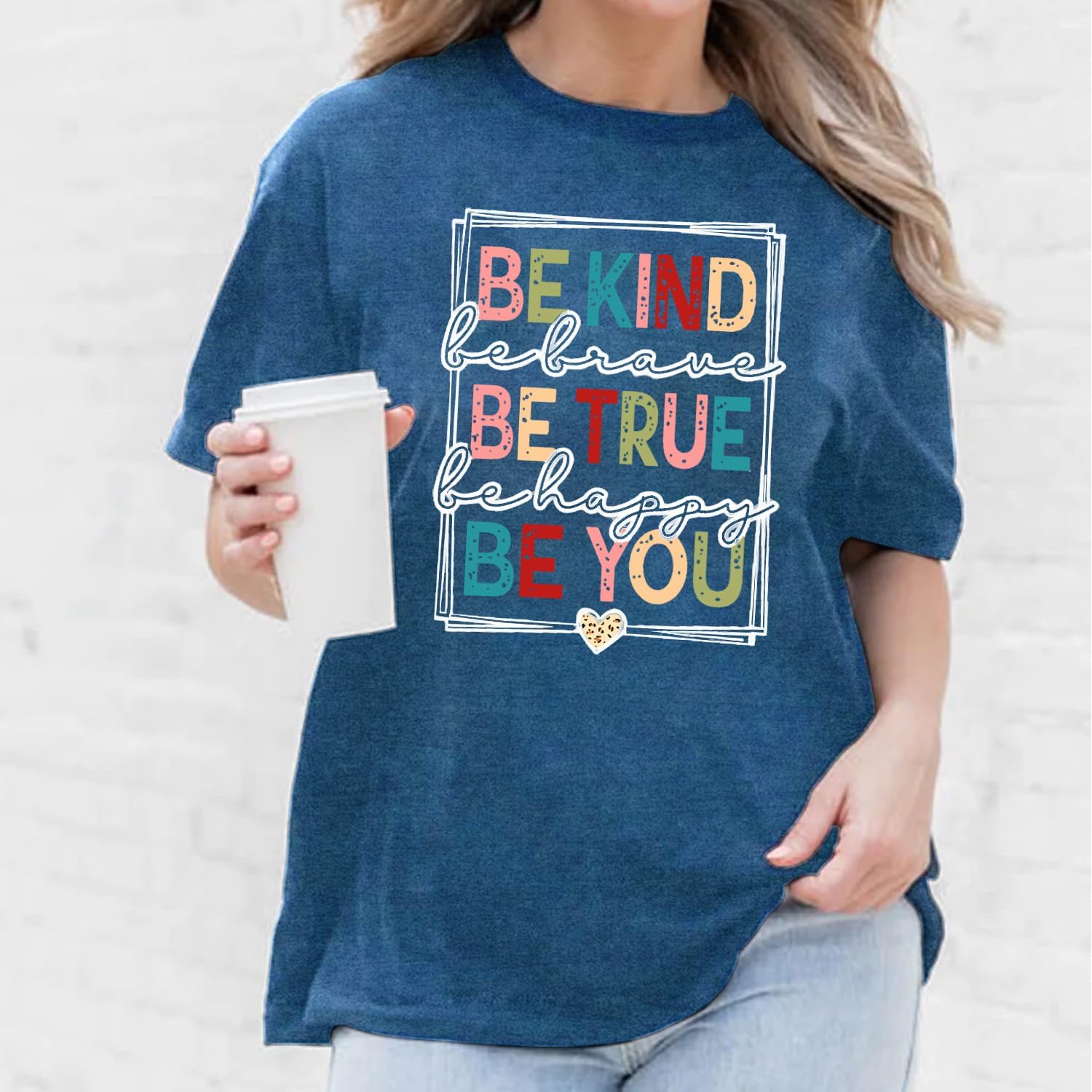 Womens Be Kind Shirts Kindness T-Shirt Be True Be You Be Brave Be Happy Tee Inspirational Gifts Top - Image 4
