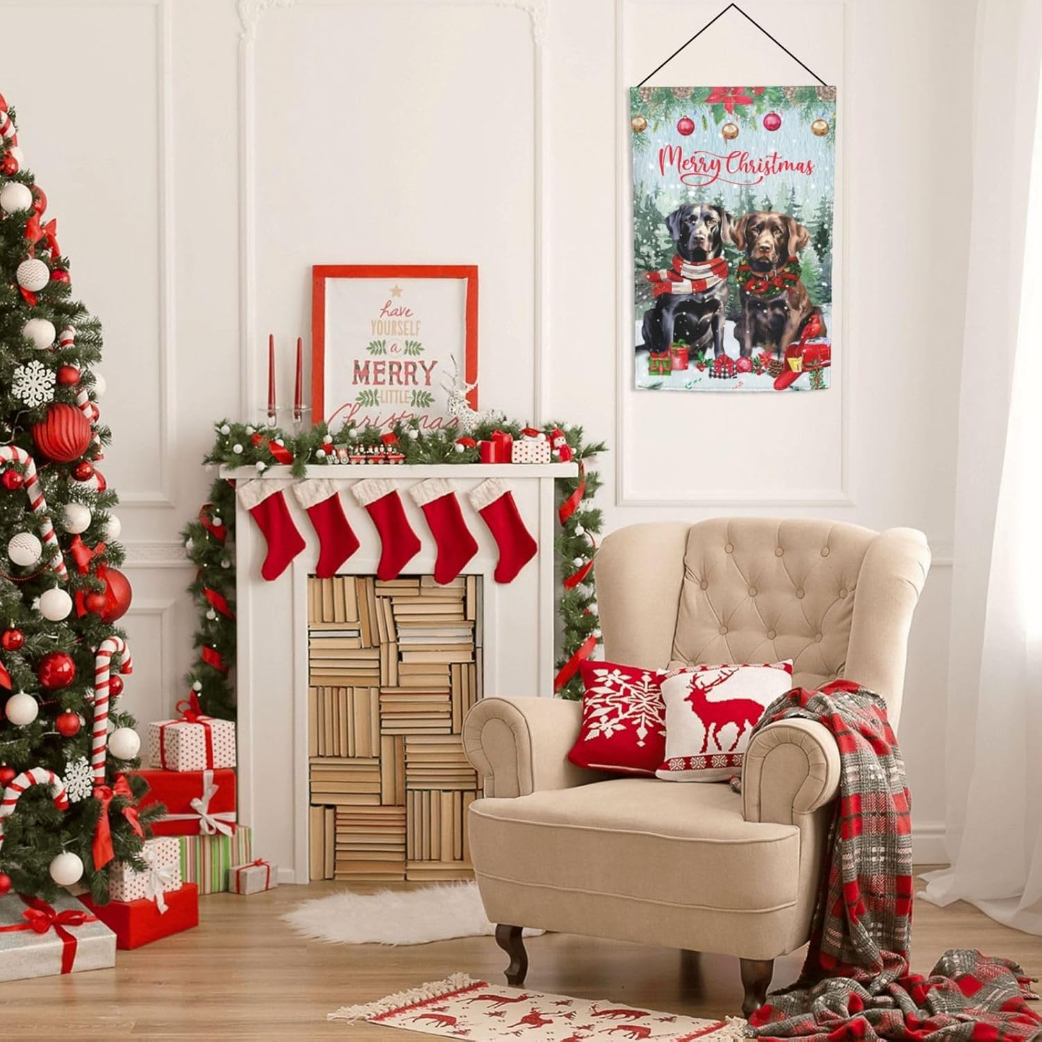 Christmas Black Labrador Chocolate Lab Santa Dog Retriever Red Bird Garden Flag 12x18 Inch Double Sided Vertical Decoration Yard Small Flag For Outside Holiday Seasonal Outdoor - Image 5