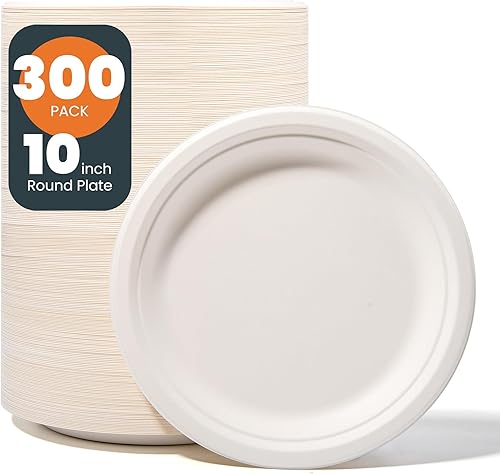 Miniatura 10 de Platos de papel 100% compostables de 9 pulgadas, paquete de 125 platos desechables para fiestas, con certificación (BPI), platos de papel de cena
